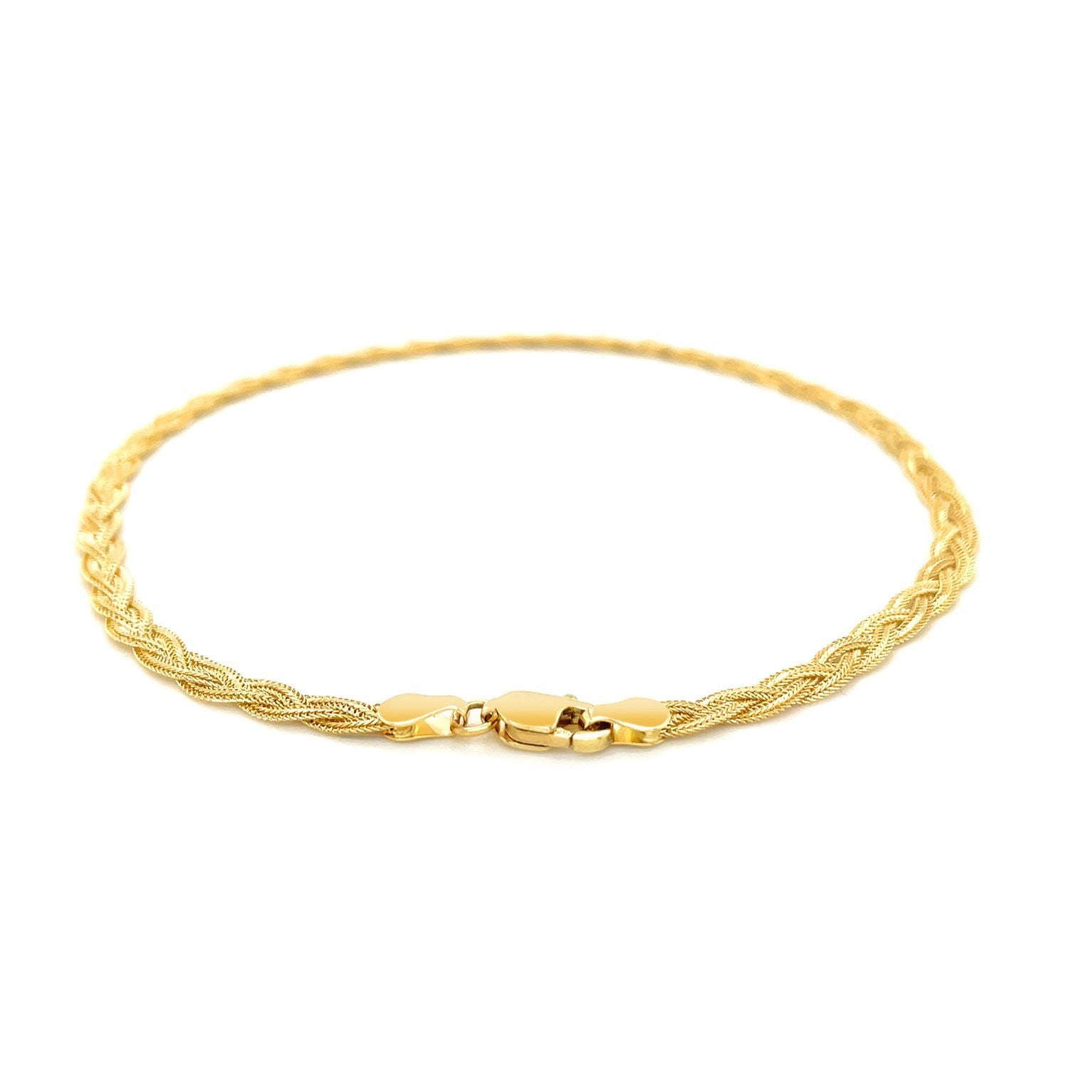 3.5mm 14k Yellow Gold Braided Bracelet on sale at MyriadMart