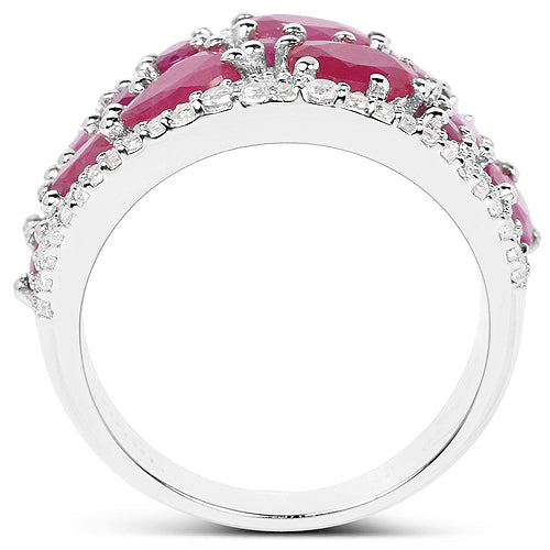 3.89 Carat Genuine Ruby and White Zircon .925 Sterling Silver Ring on sale at MyriadMart