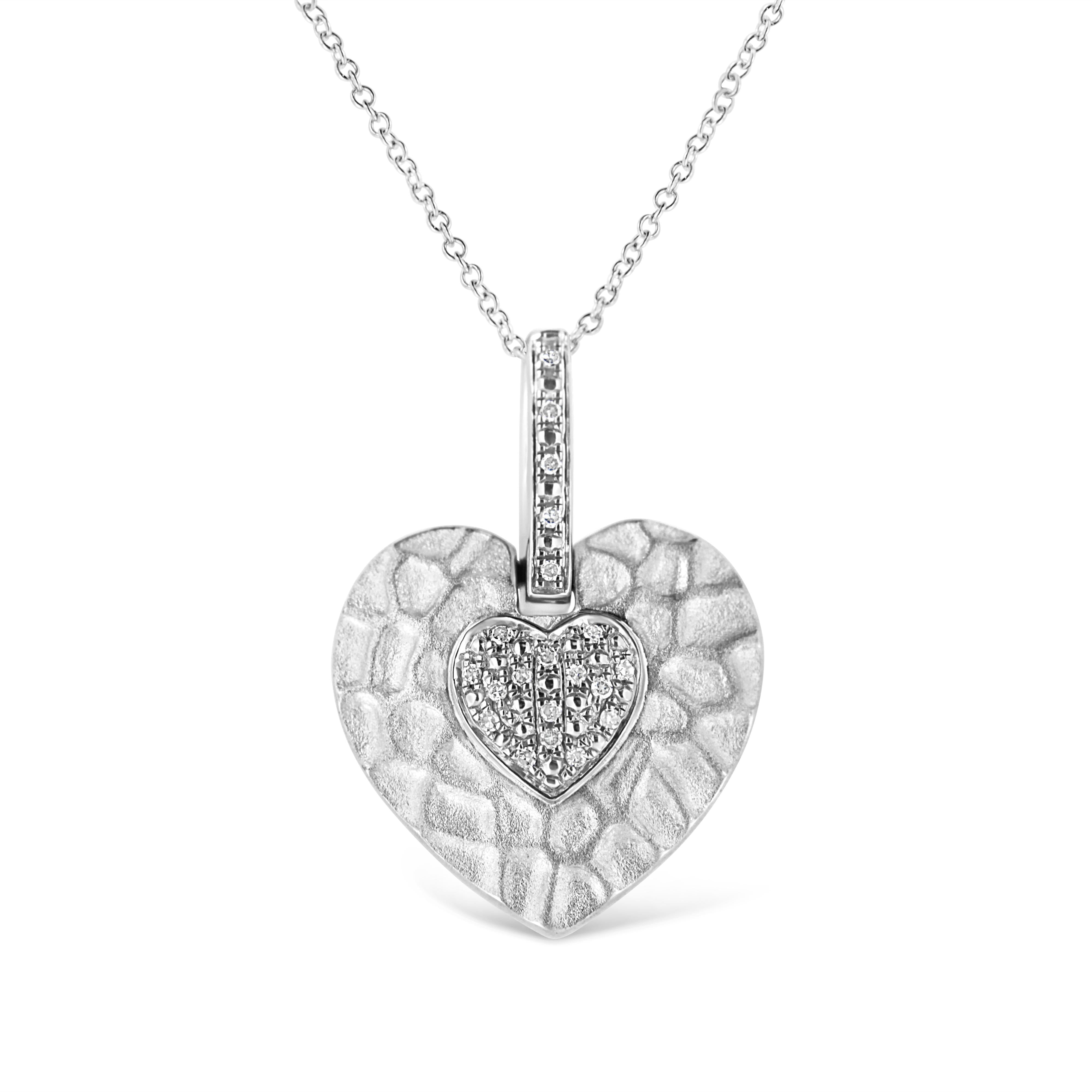 .925 Sterling Silver Pave-Set Diamond Accent Heart Shape 18" Pendant Necklace I-J Color, I1-I2 Clarity on sale at MyriadMart