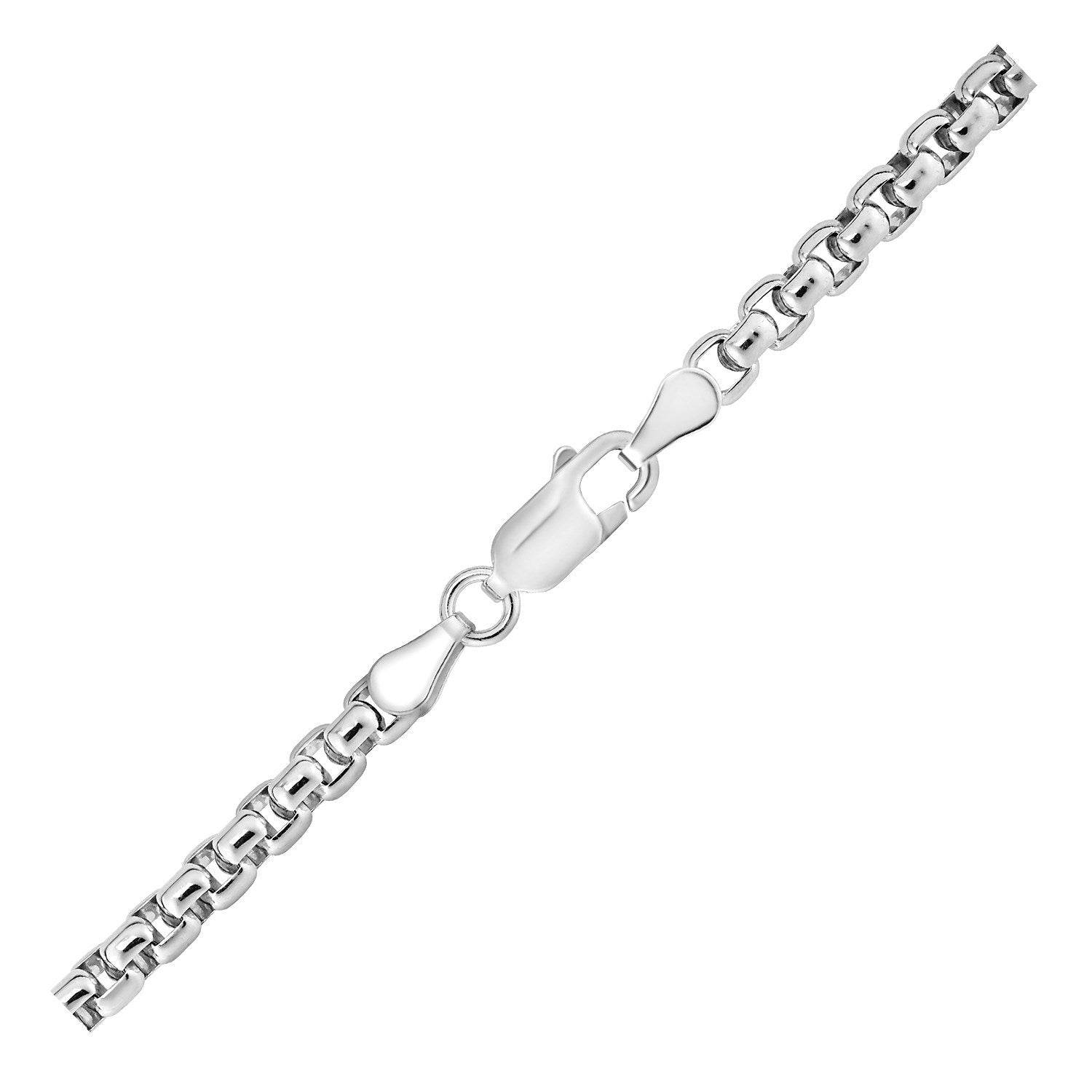 3.8mm Sterling Silver Rhodium Plated Round Box Chain on sale at MyriadMart