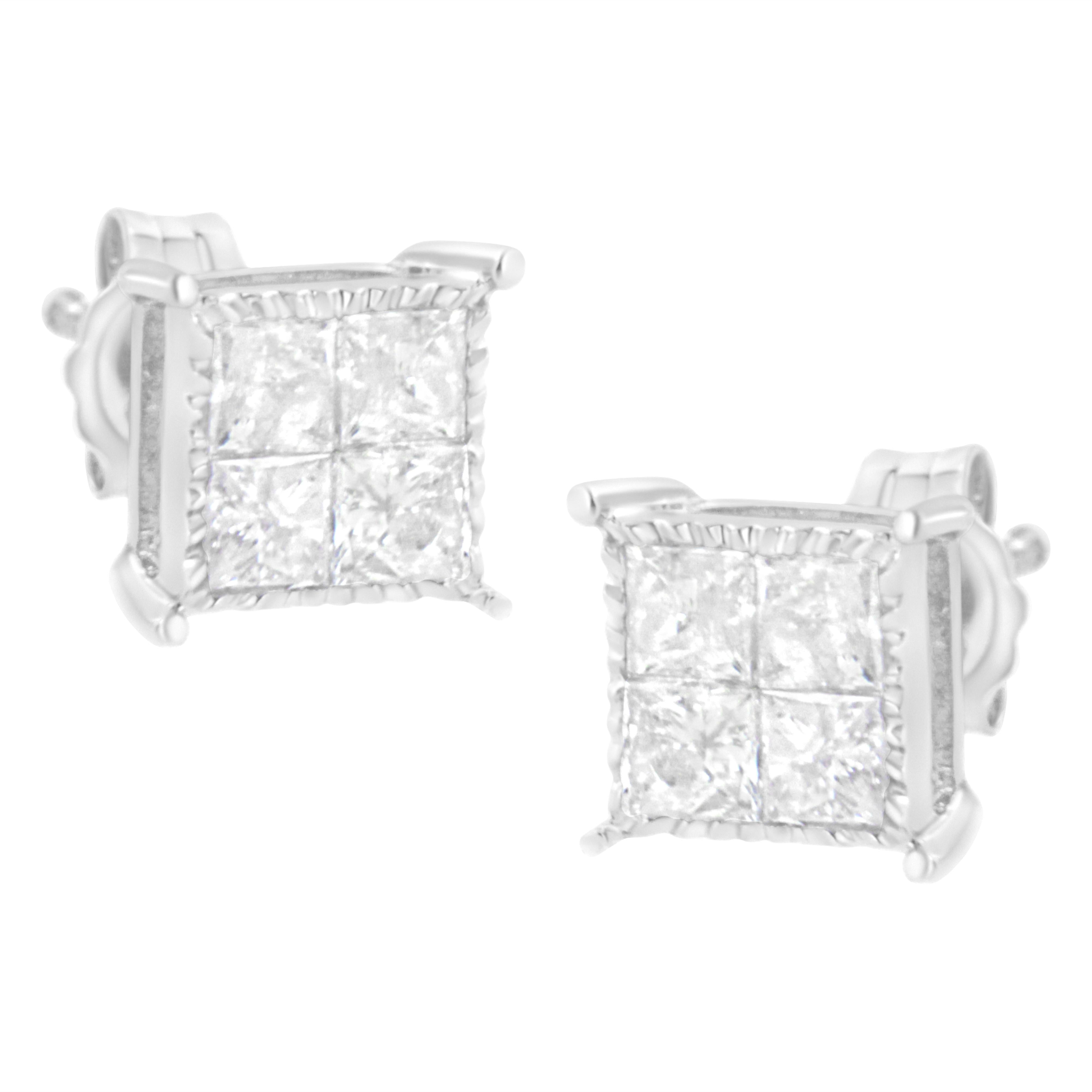 Sterling Silver 3/4 cttw Composite Diamond Stud Earrings I-J, I2-I3 on sale at MyriadMart