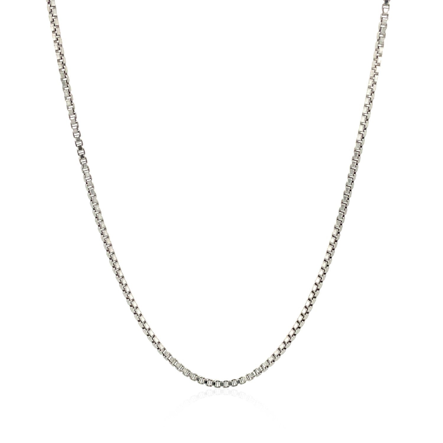 Sterling Silver Rhodium Plated Box Chain 1.3mm on sale at MyriadMart