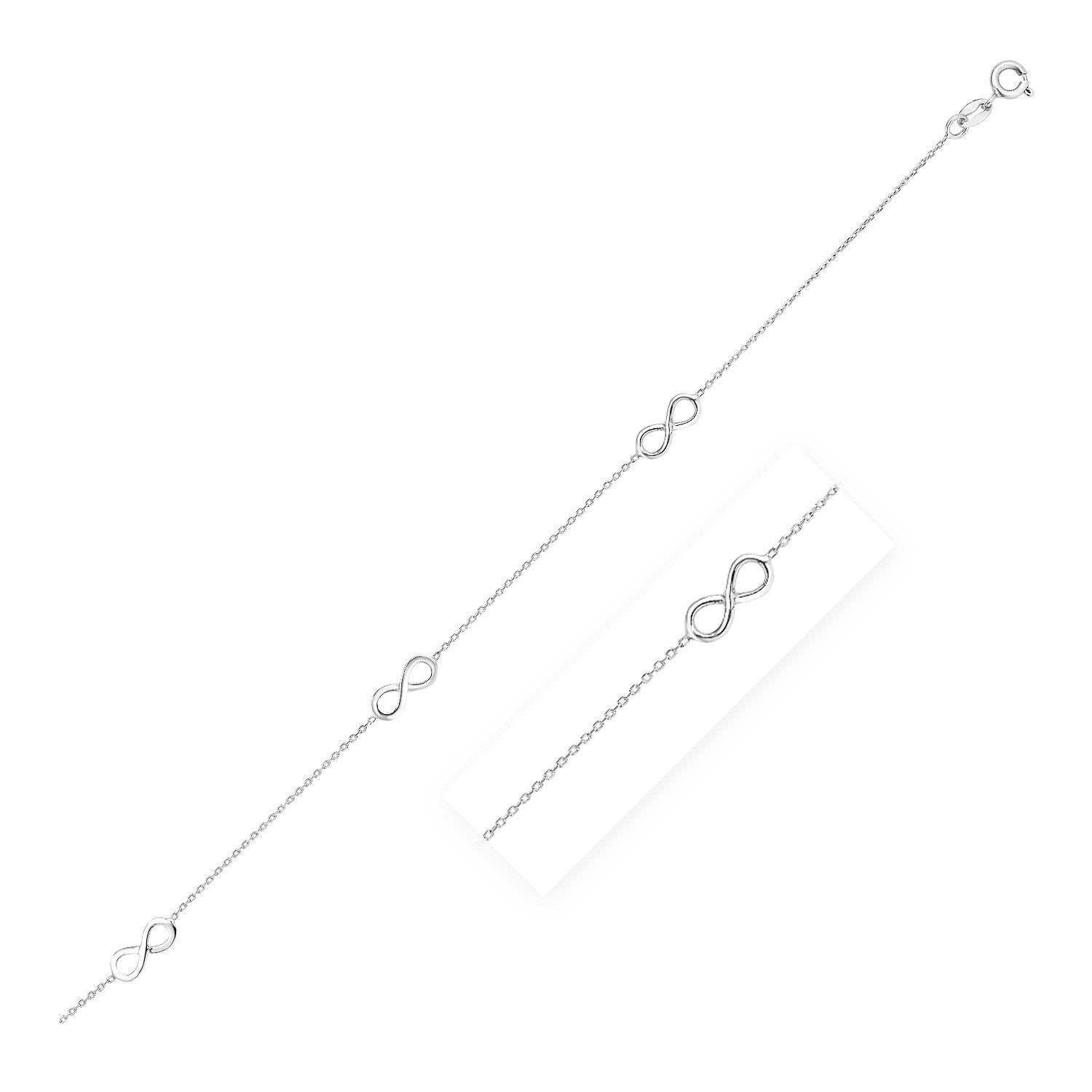Sterling Silver Anklet with Infinity Symbols on sale at MyriadMart