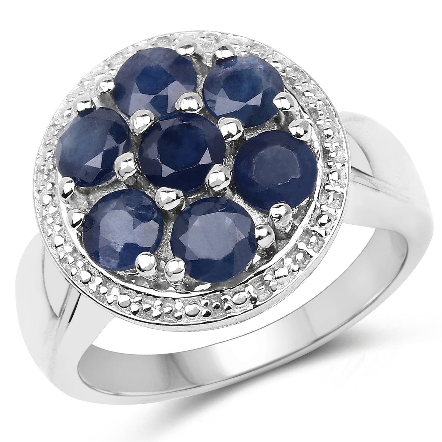 2.10 Carat Genuine Blue Sapphire .925 Sterling Silver Ring on sale at MyriadMart