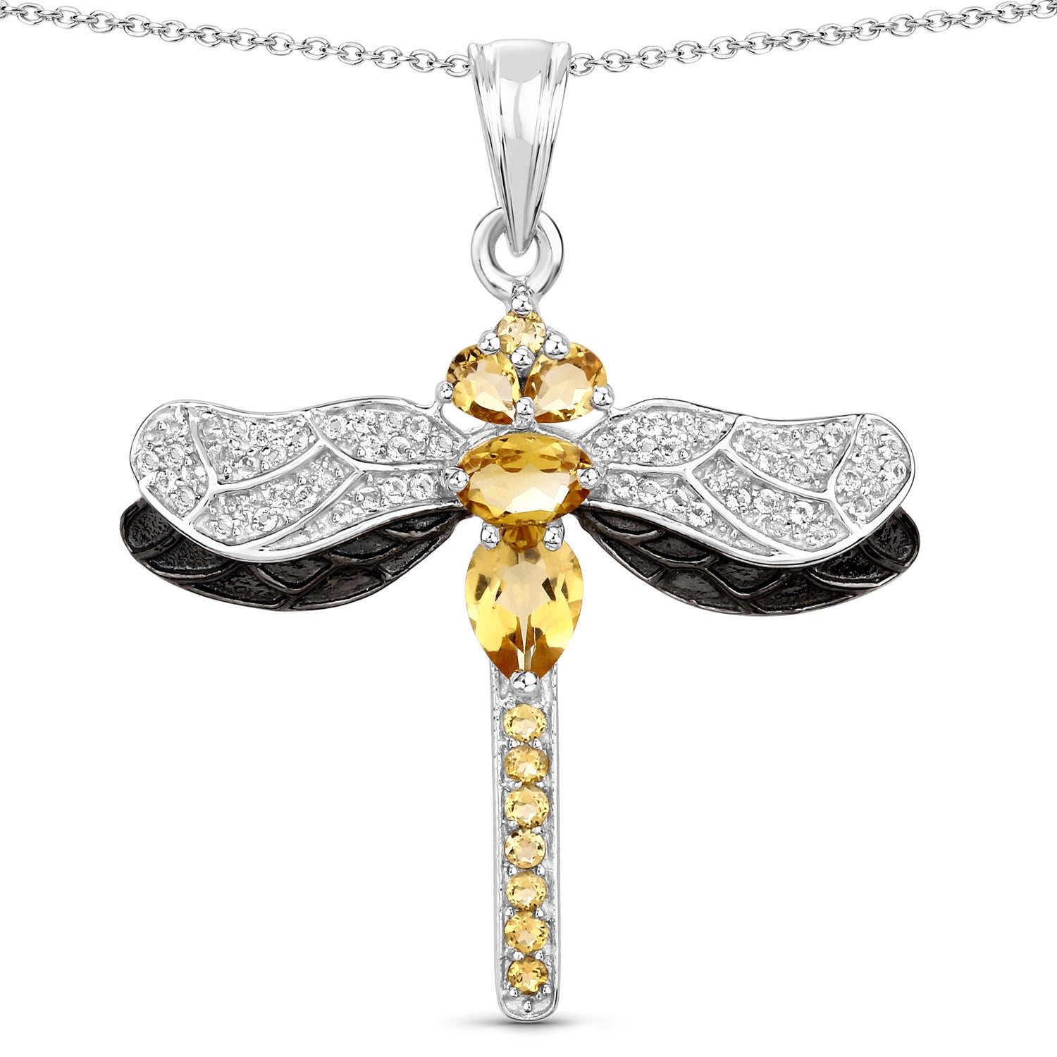 1.79 Carat Genuine Citrine and White Topaz .925 Sterling Silver Pendant on sale at MyriadMart