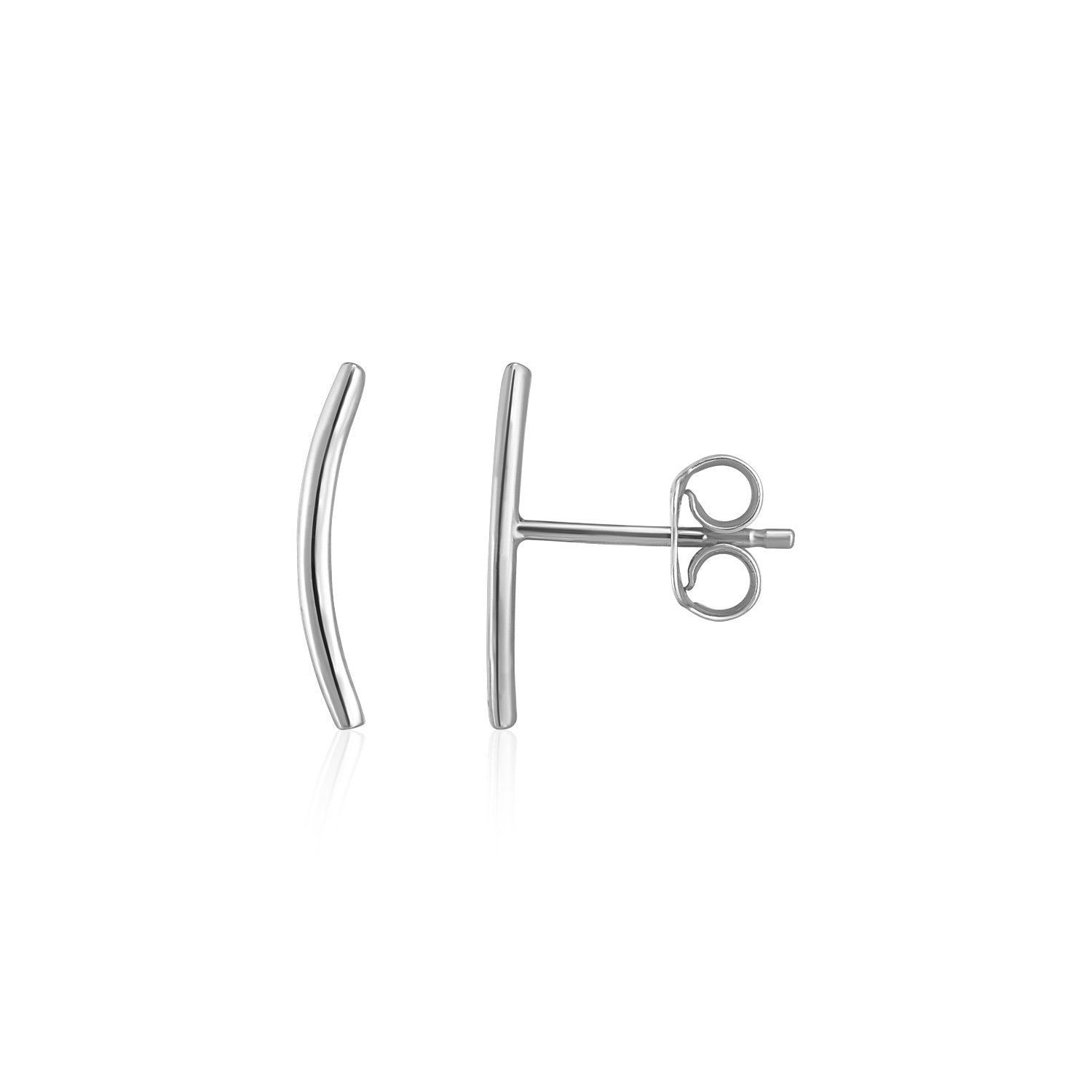 14k White Gold Curve Climber Post Earrings on sale at MyriadMart