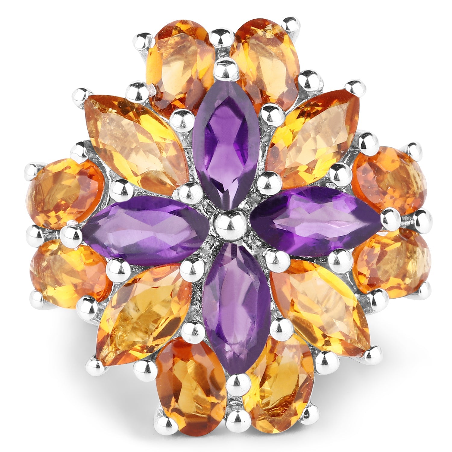 7.96 Carat Genuine Amethyst & Madeira Citrine .925 Sterling Silver Ring on sale at MyriadMart