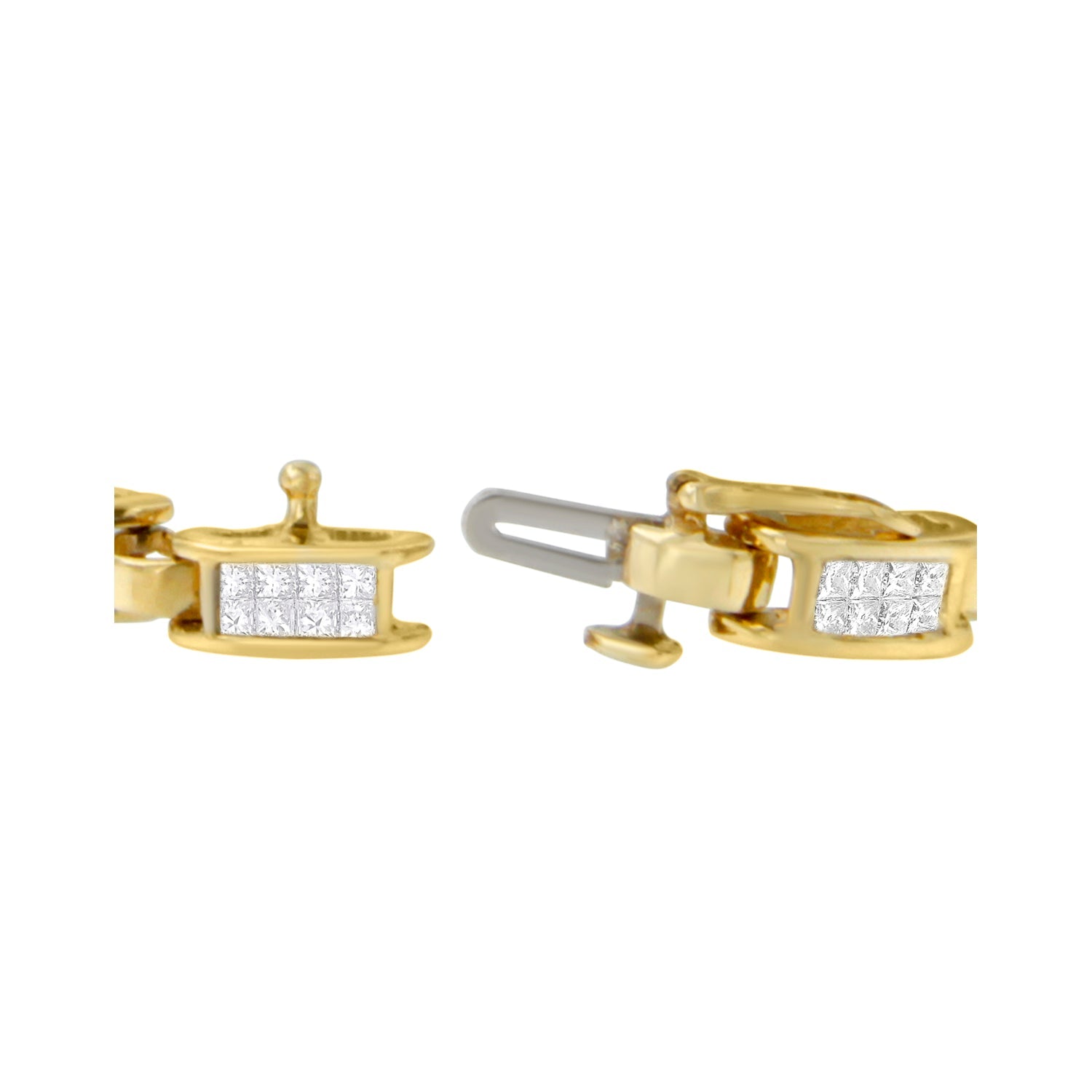 10K Yellow Gold 2.0 Cttw Invisible-Set Princess Cut Diamond Rectangular Link Bracelet I-J Color, SI2-I1 Clarity - 7" on sale at MyriadMart