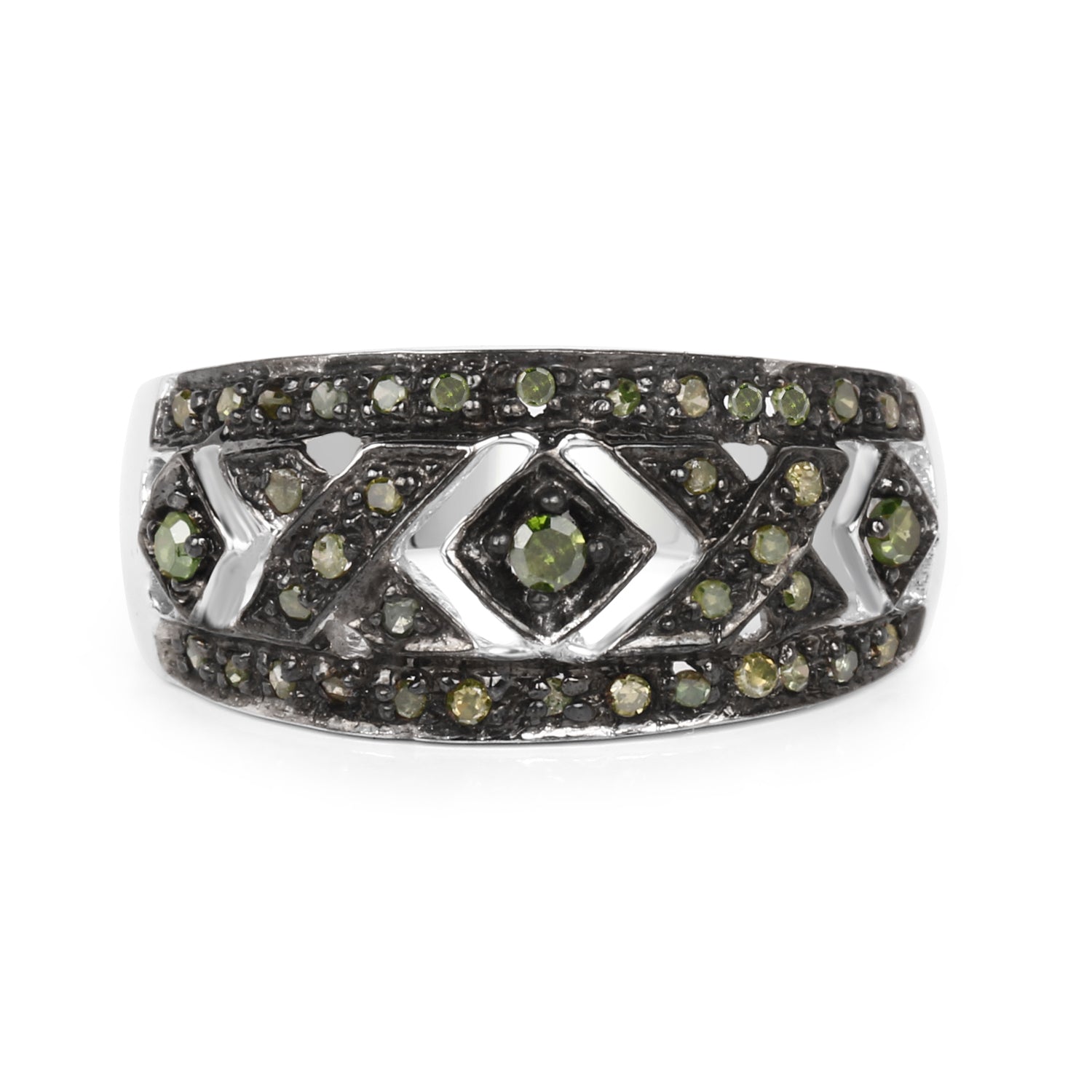 0.27 Carat Genuine Green Diamond .925 Sterling Silver Ring on sale at MyriadMart