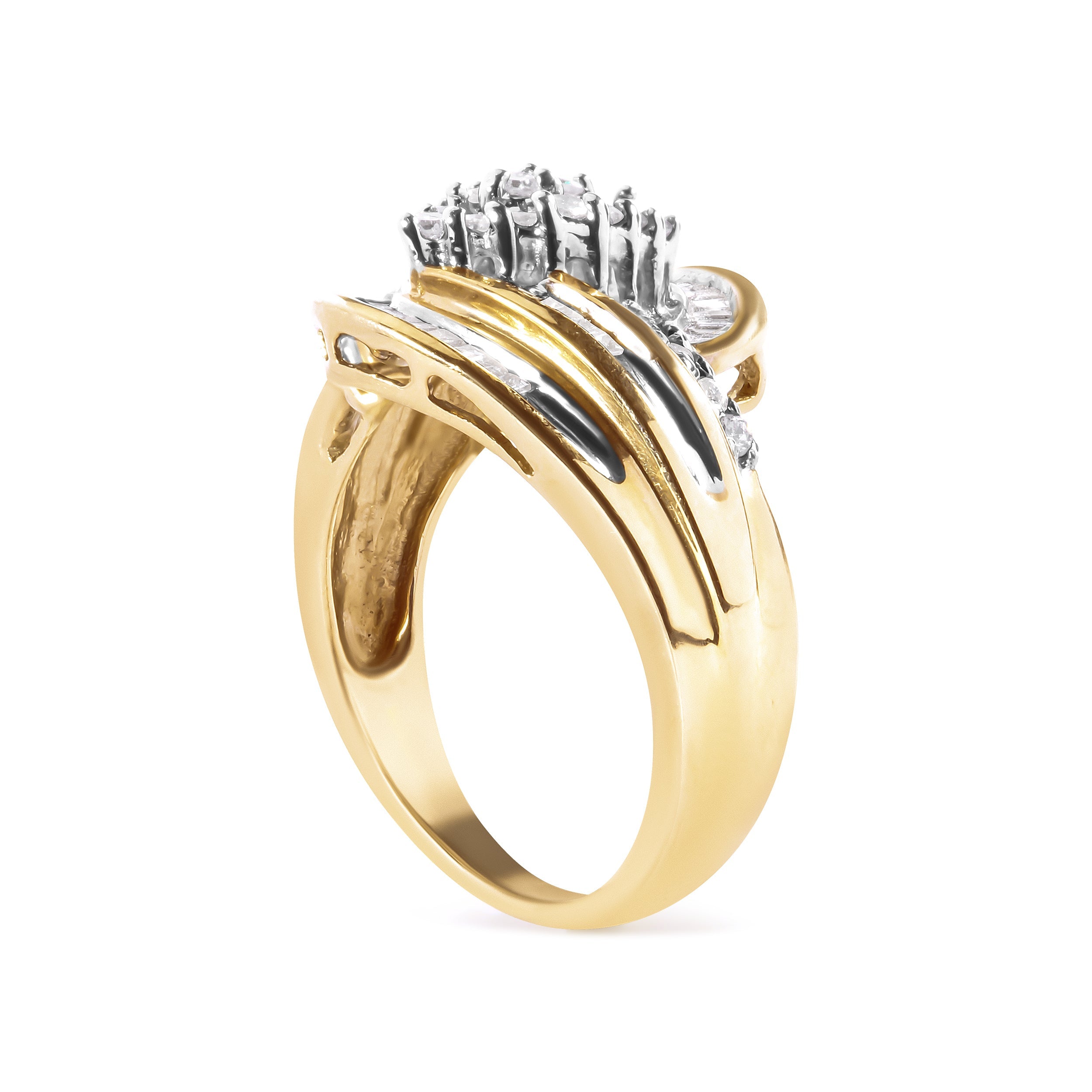 10K Yellow Gold 1/2 Cttw Diamond Pear Cluster and Swirl Ring H-I Color, I1-I2 Clarity - Ring Size 7 on sale at MyriadMart