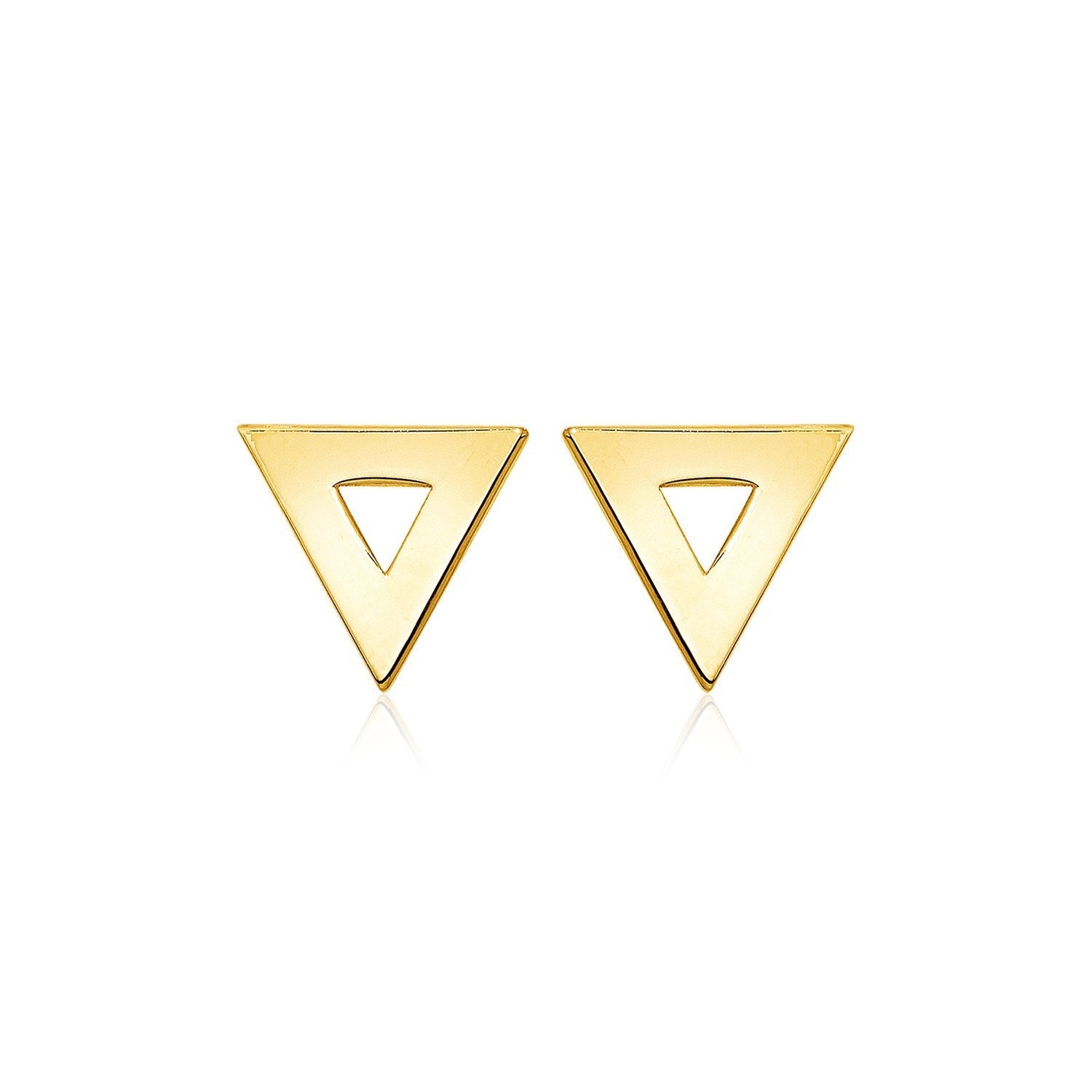 14k Yellow Gold Polished Open Triangle Post Earrings on sale at MyriadMart