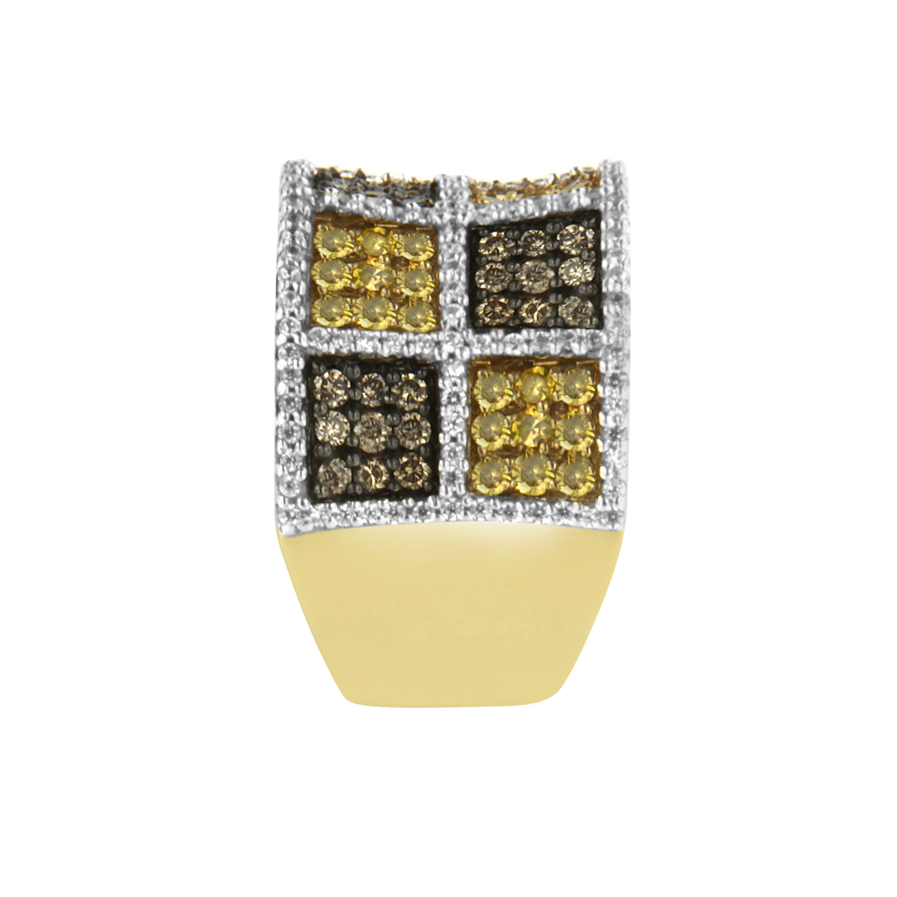 14KT Yellow Gold Champagne, Yellow and Round Diamond Band Ring 1 1/2 cttw, H-I Color, I1-I2 Clarity on sale at MyriadMart