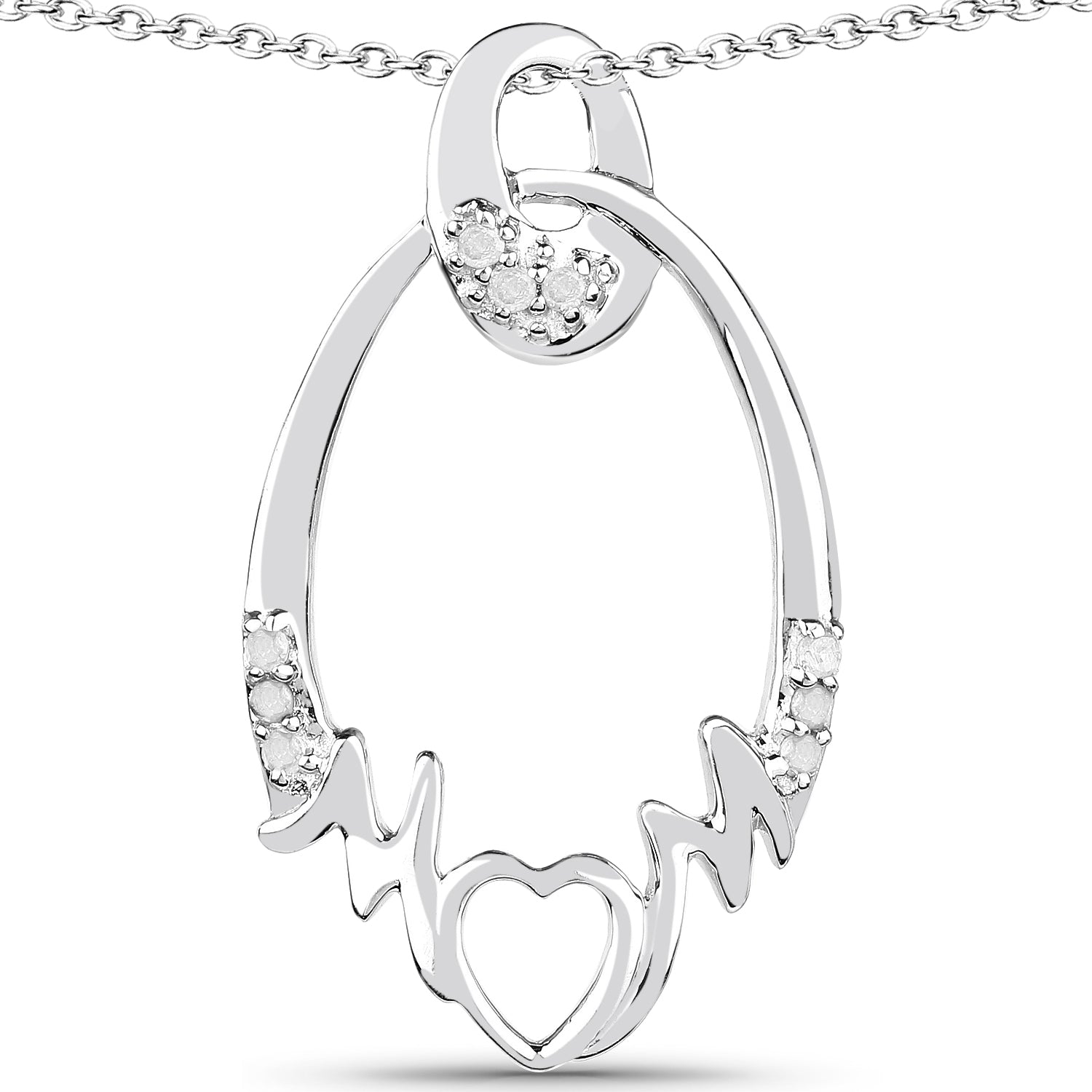 0.14 Carat Genuine White Diamond .925 Sterling Silver Pendant on sale at MyriadMart
