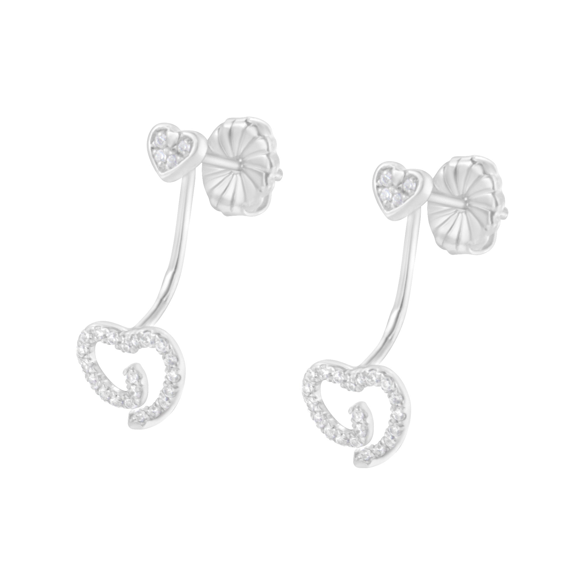 .925 Sterling Silver 1/4 Cttw Diamond Swirl Heart Front/Back Earrings I-J Color, I2-I3 Clarity on sale at MyriadMart