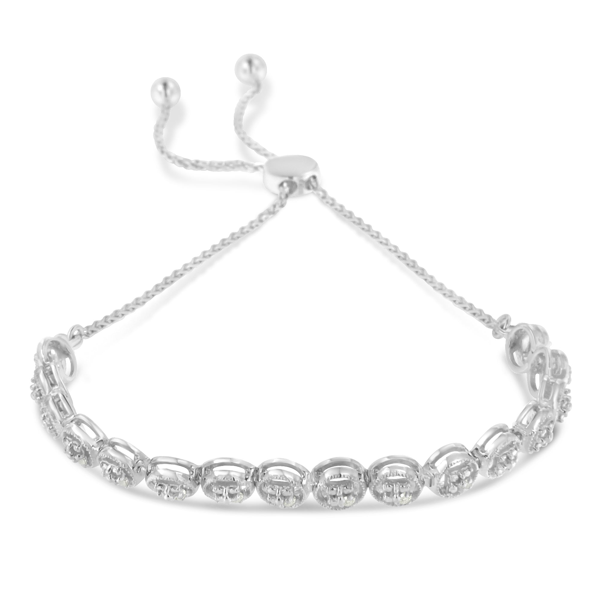 .925 Sterling Silver 1/10 Cttw Round Diamond Bolo Bracelet I-J Color, I3 Clarity on sale at MyriadMart