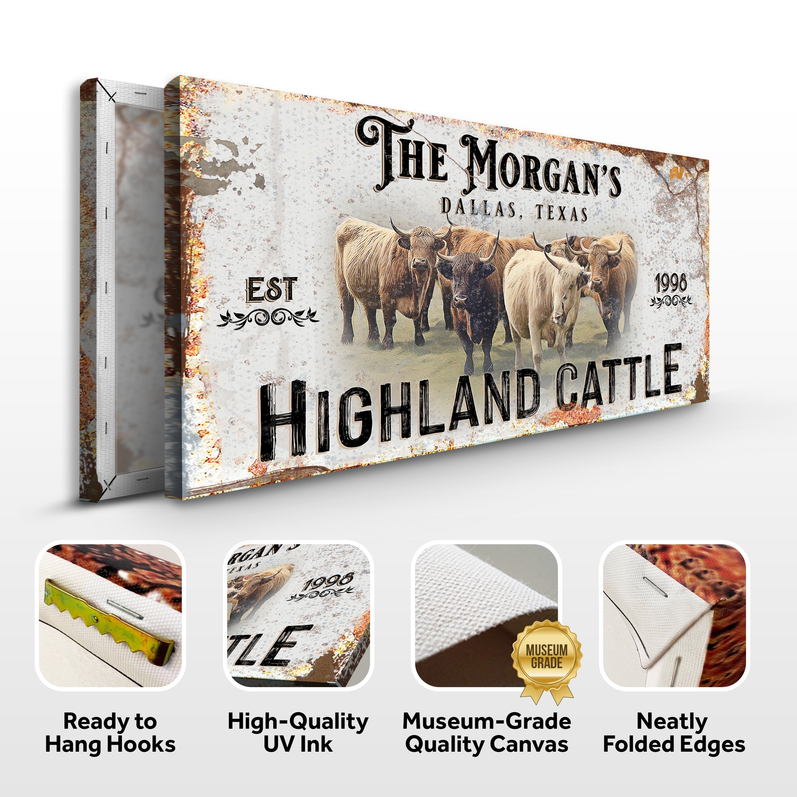 Personalized Highland Cattle Sign III on sale at MyriadMart
