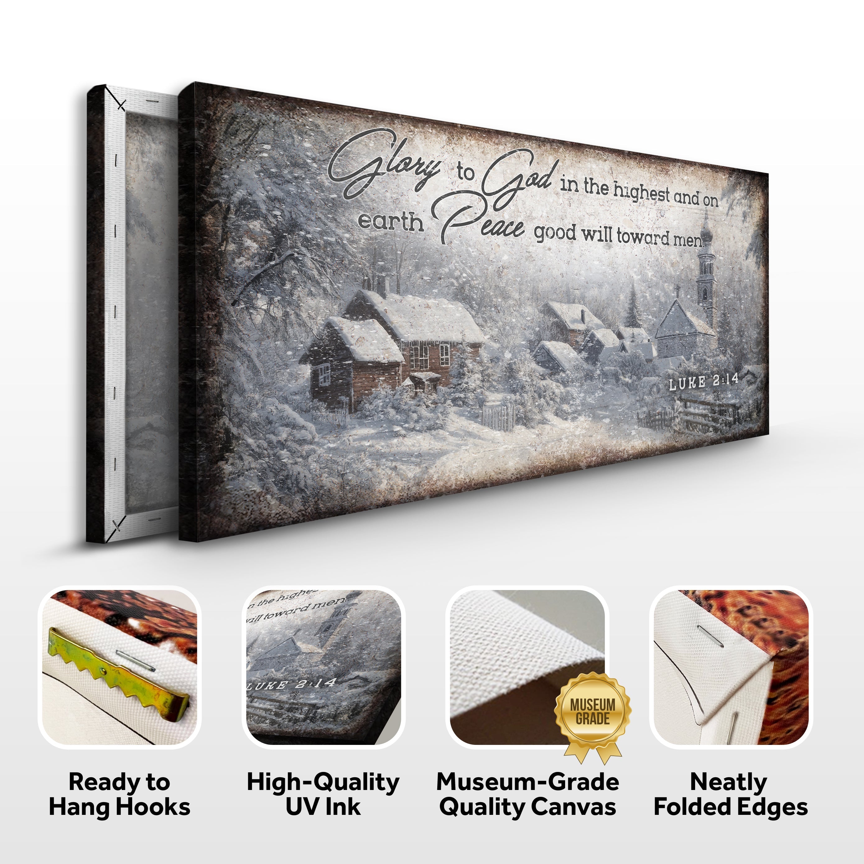 Vintage Christmas Village Luke 2:14 Scripture Sign II on sale at MyriadMart