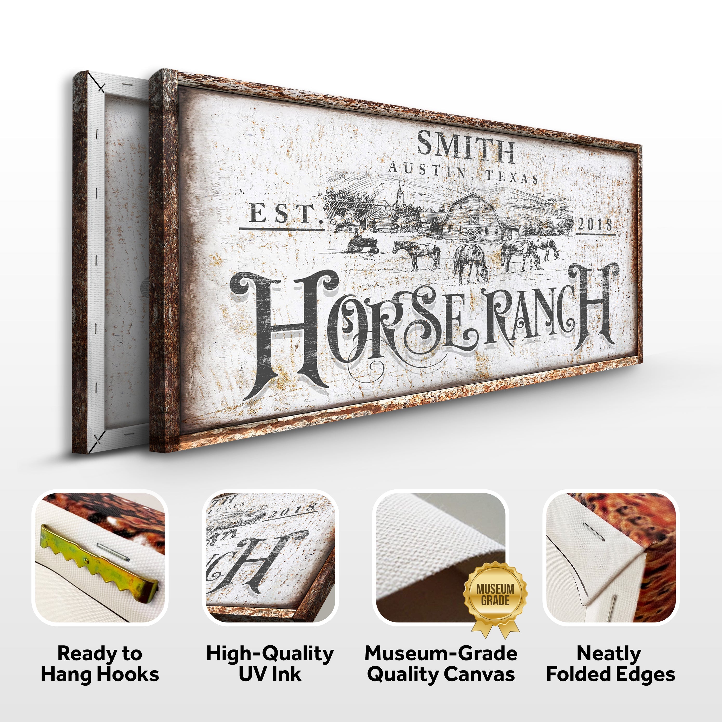 Rustic Vintage Horse Ranch Farmhouse Sign III on sale at MyriadMart