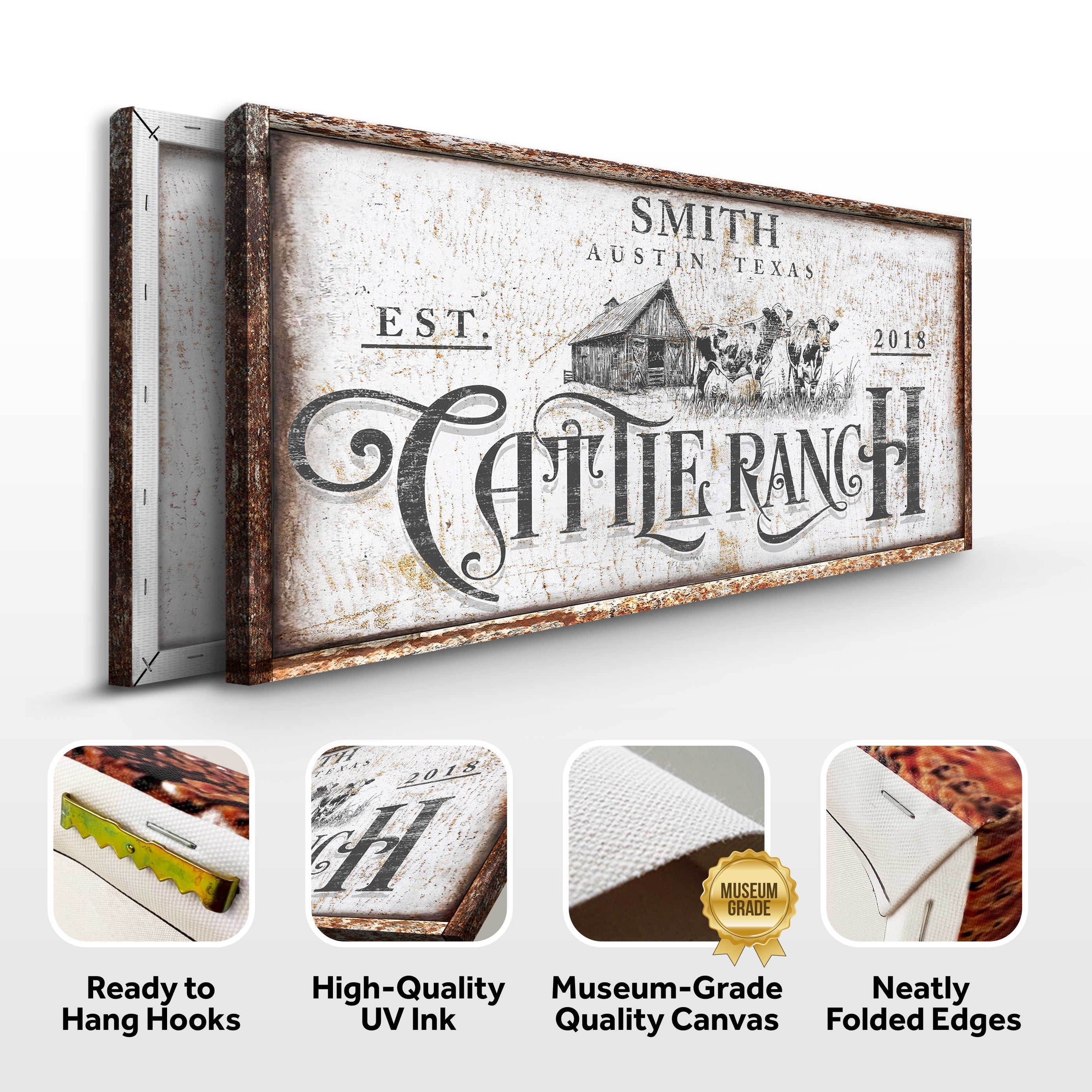 Rustic Vintage Cattle Ranch Sign on sale at MyriadMart