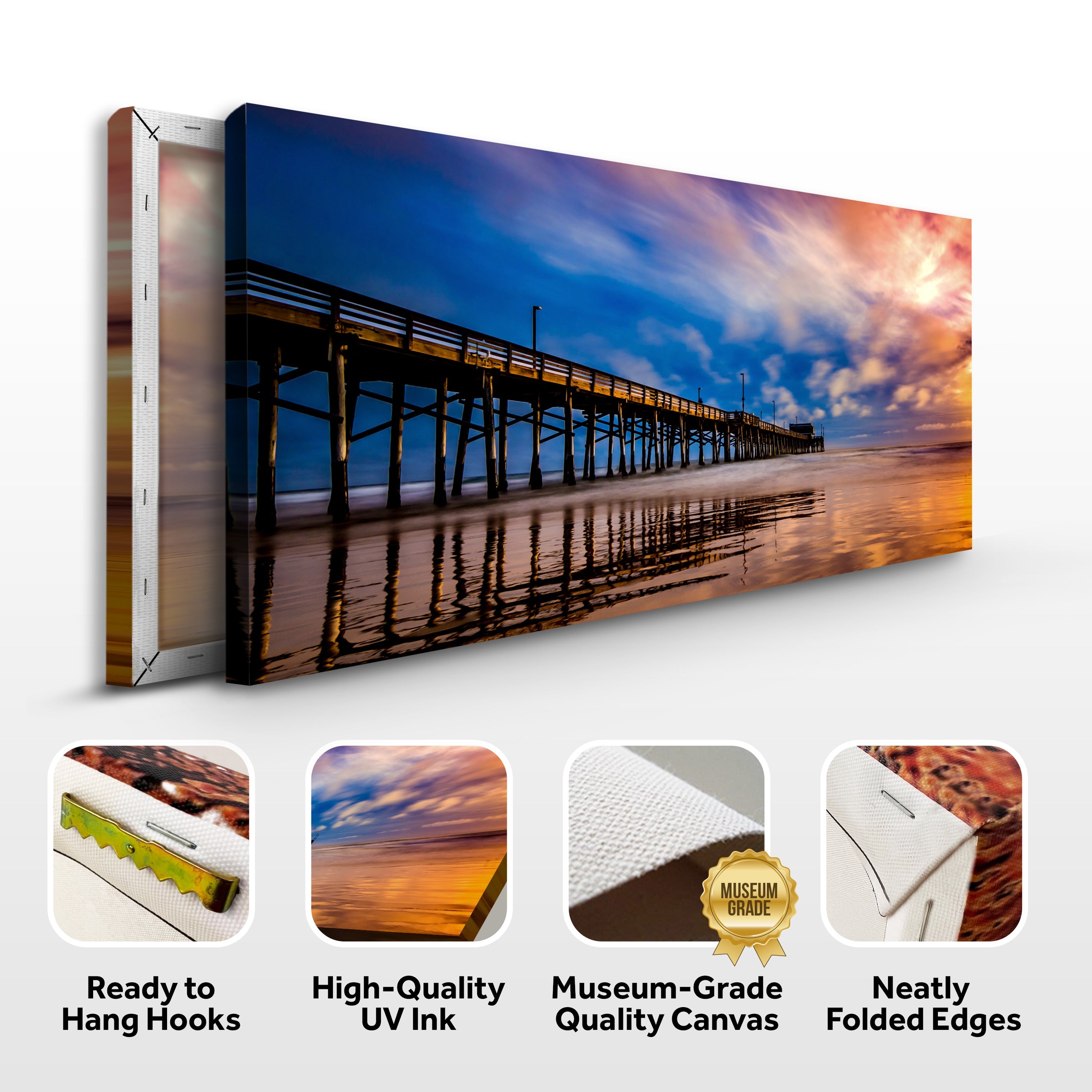 Beach Pier & Ocean Horizon Canvas Wall Art on sale at MyriadMart