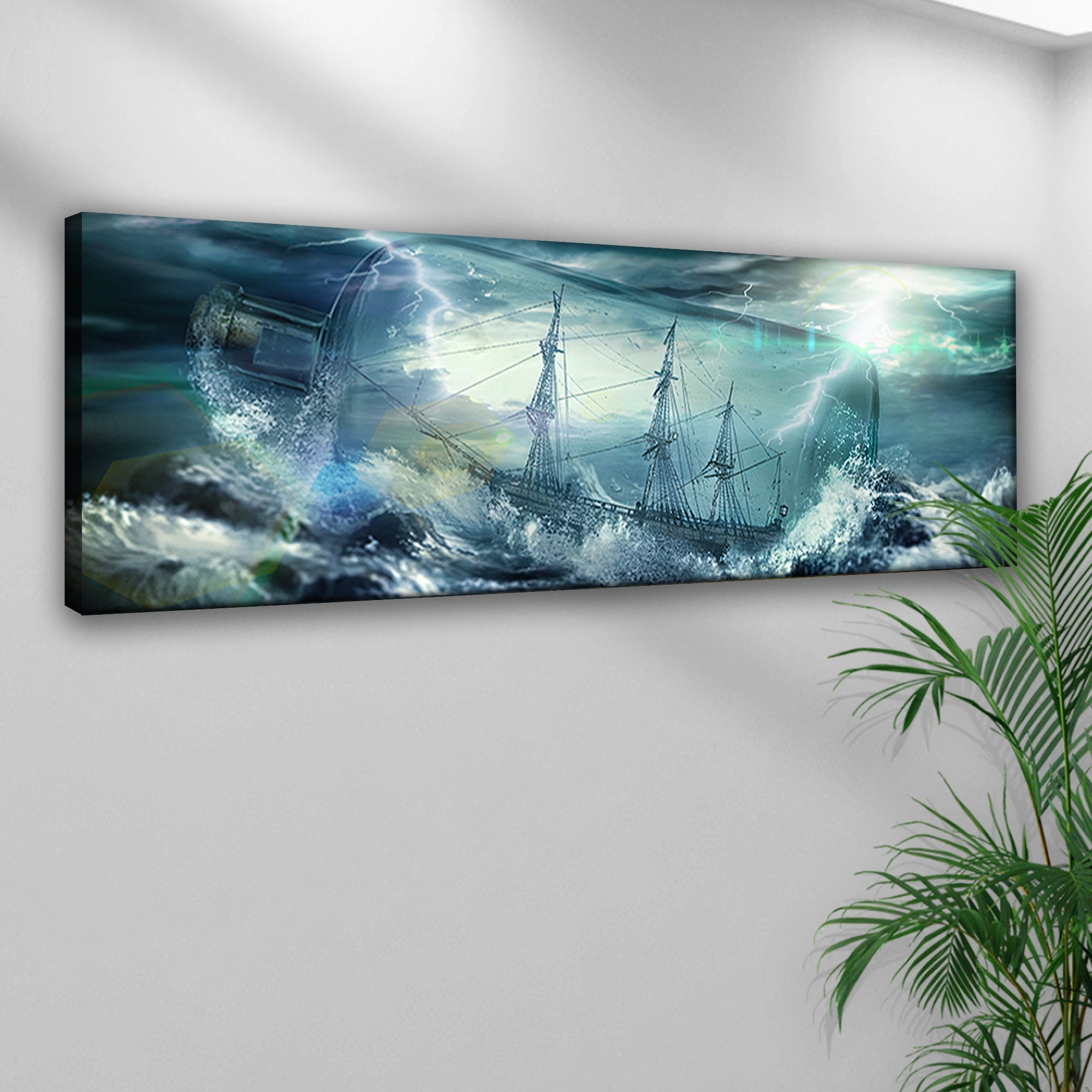 Pirate Ship In A Bottle Canvas Wall Art on sale at MyriadMart