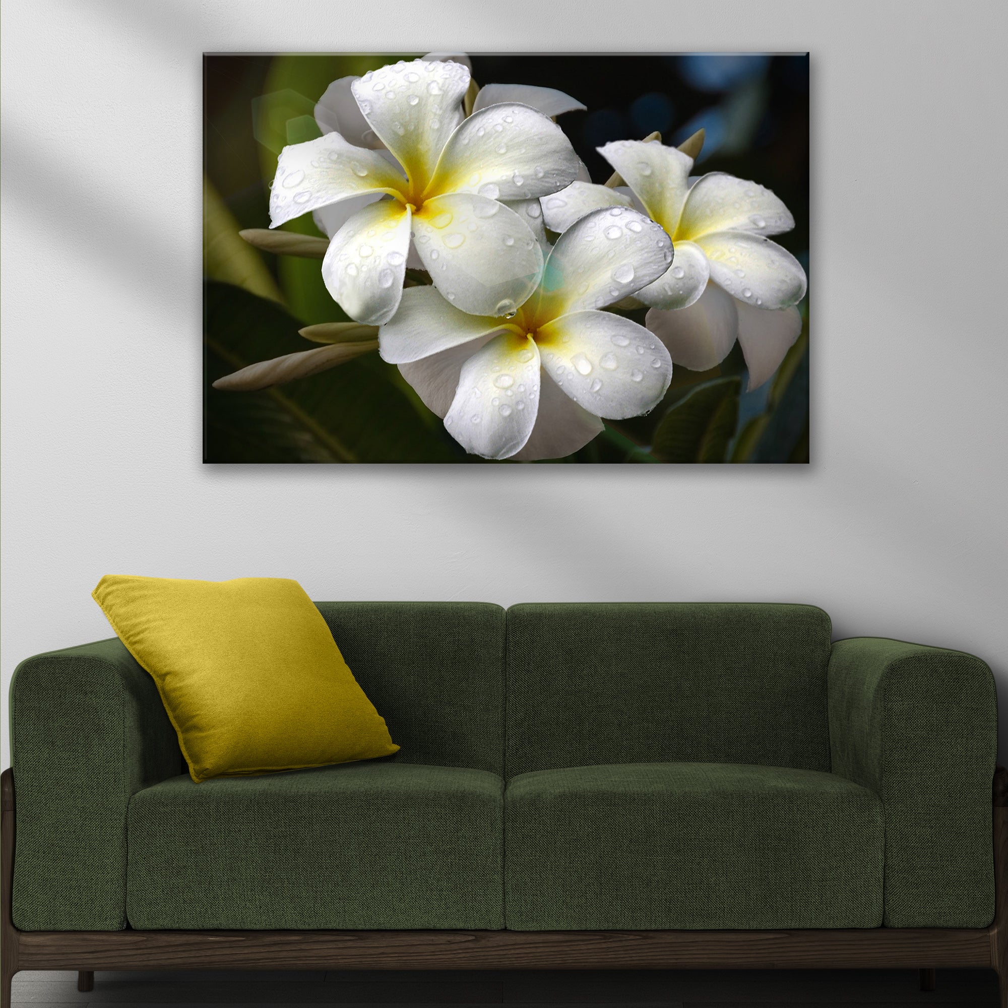 White Frangipani Flower Canvas Wall Art on sale at MyriadMart
