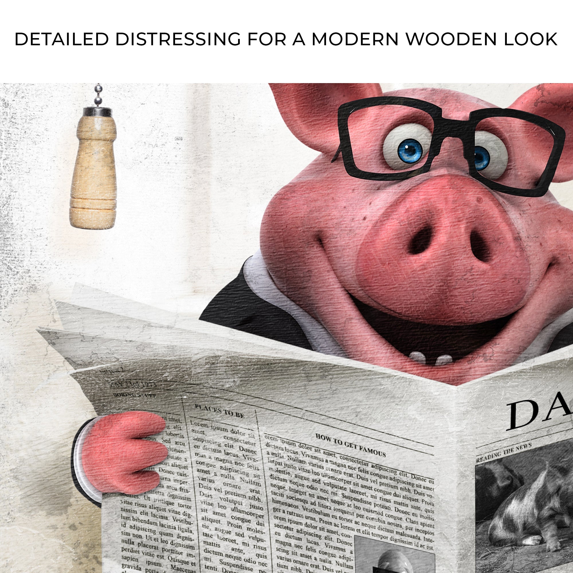 Grand Pig Reading Newspaper Canvas Wall Art on sale at MyriadMart