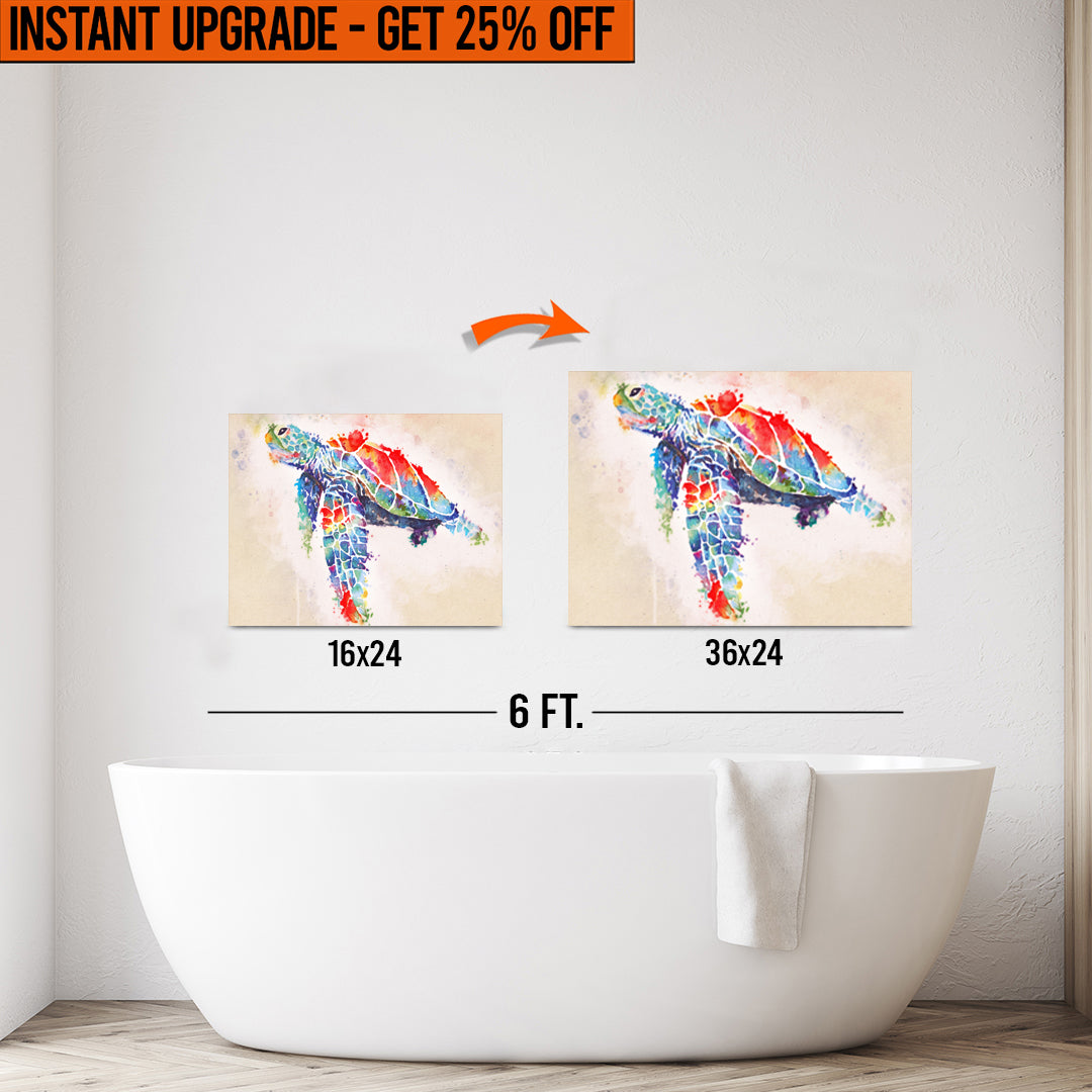 Upgrade Your 24x16 Inches 'Coral Reef Sea Turtle Watercolor' Canvas To 36x24 Inches on sale at MyriadMart