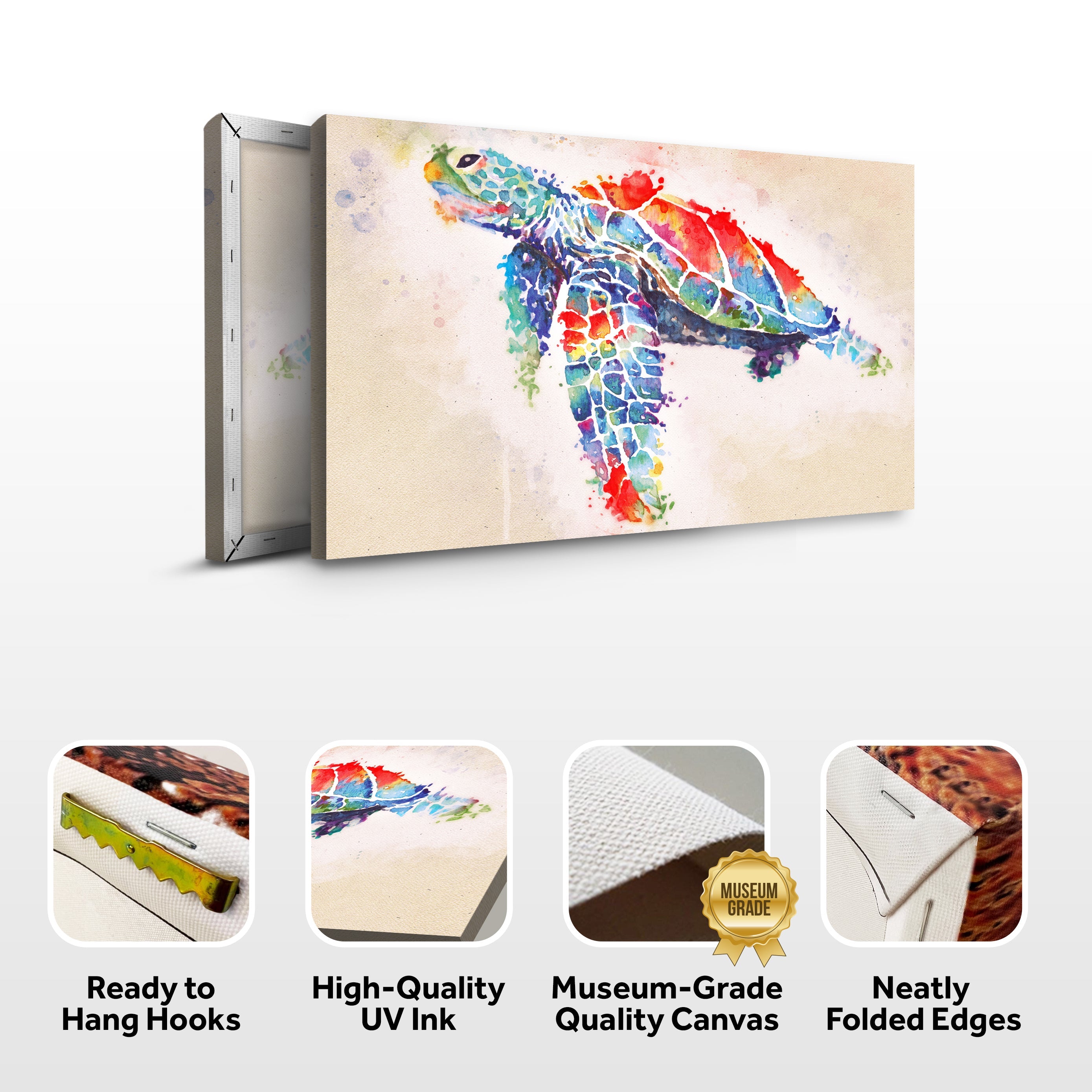 Coral Reef Sea Turtle Watercolor Canvas Wall Art on sale at MyriadMart