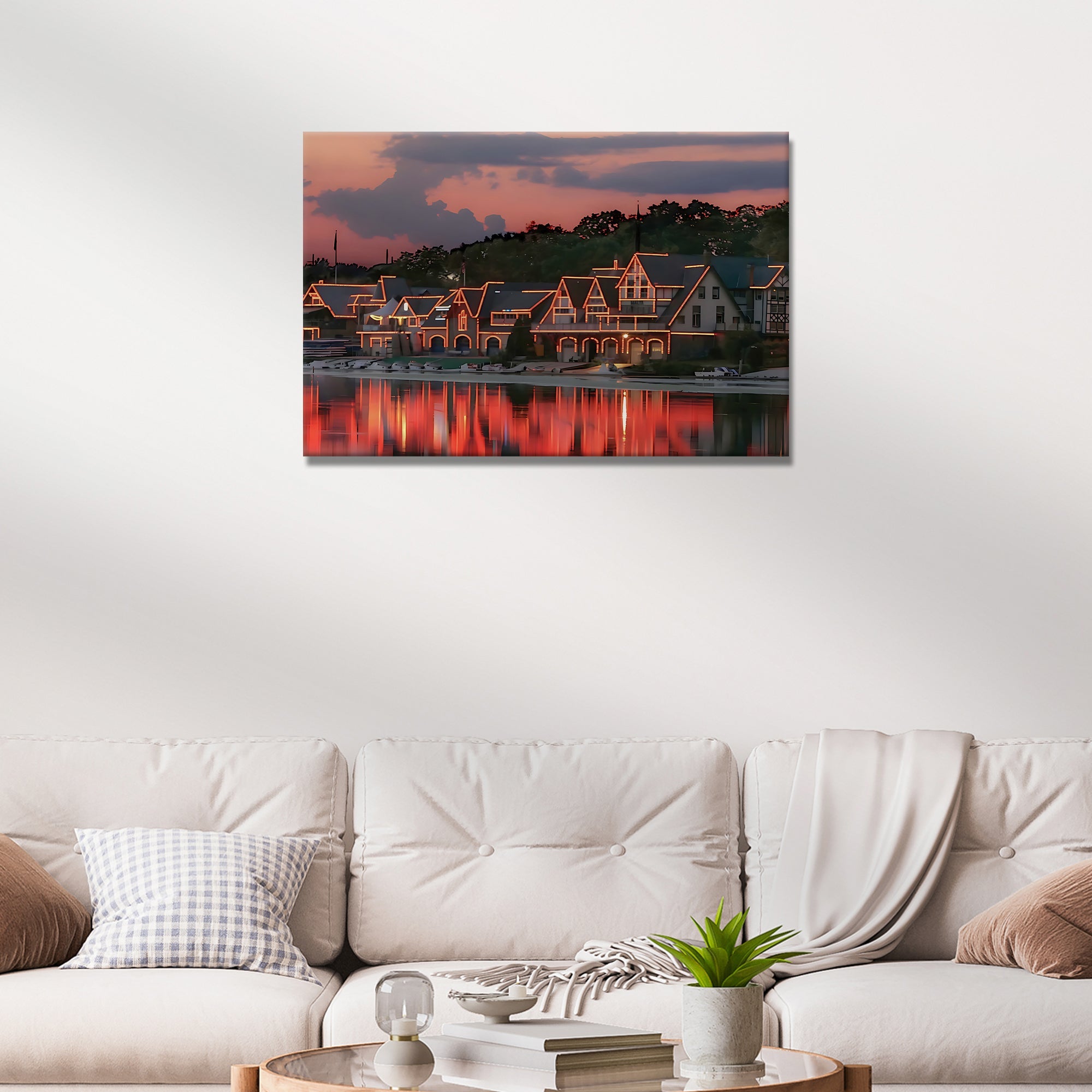Houses Philadelphia Boathouse Row Canvas Wall Art on sale at MyriadMart