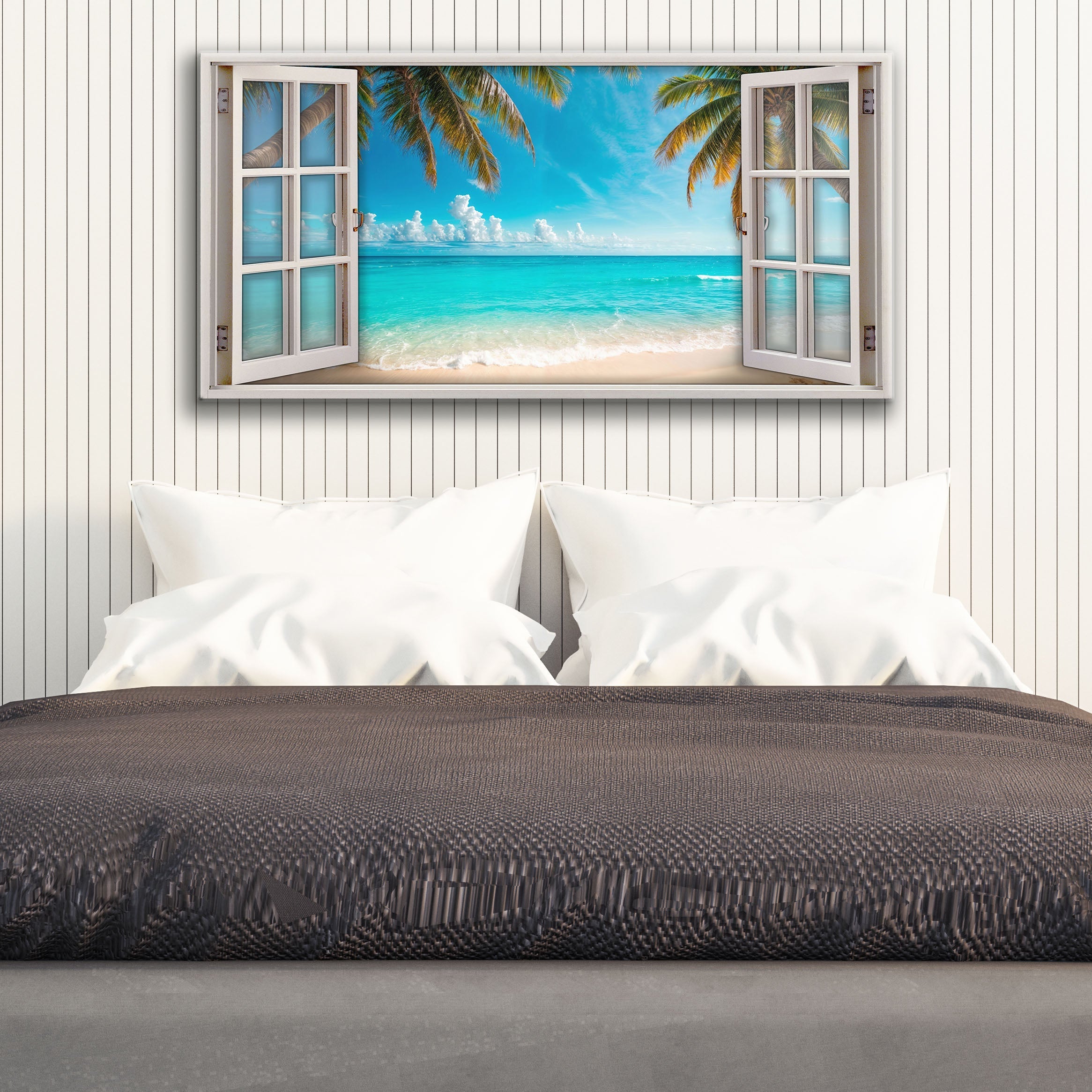 Coconut Palm Beach Window Scenery Wall Art on sale at MyriadMart