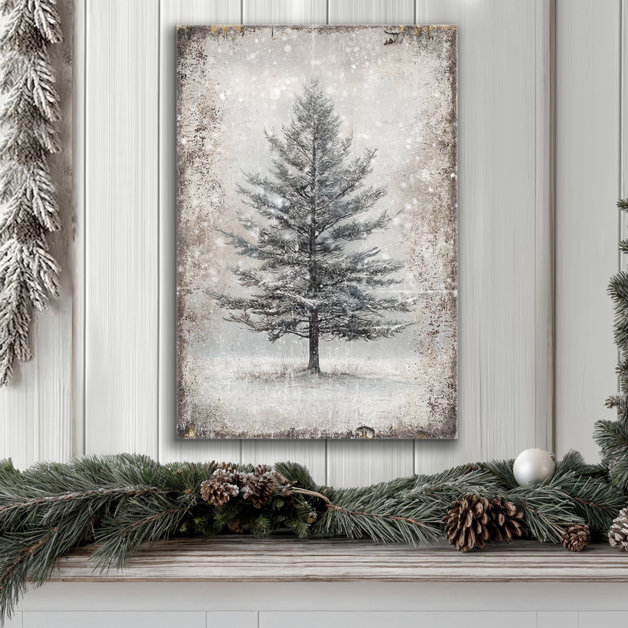 Vintage Christmas Tree Wall Art with Free Personalized Christmas Card on sale at MyriadMart