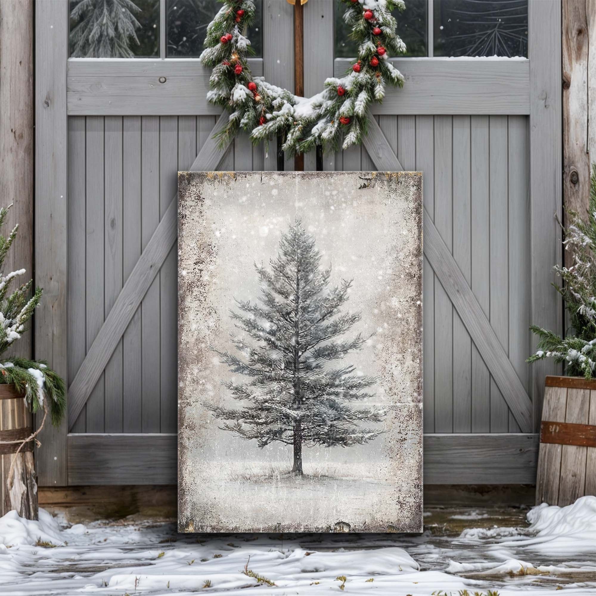 Vintage Christmas Tree Wall Art with Free Christmas Recipe Book on sale at MyriadMart