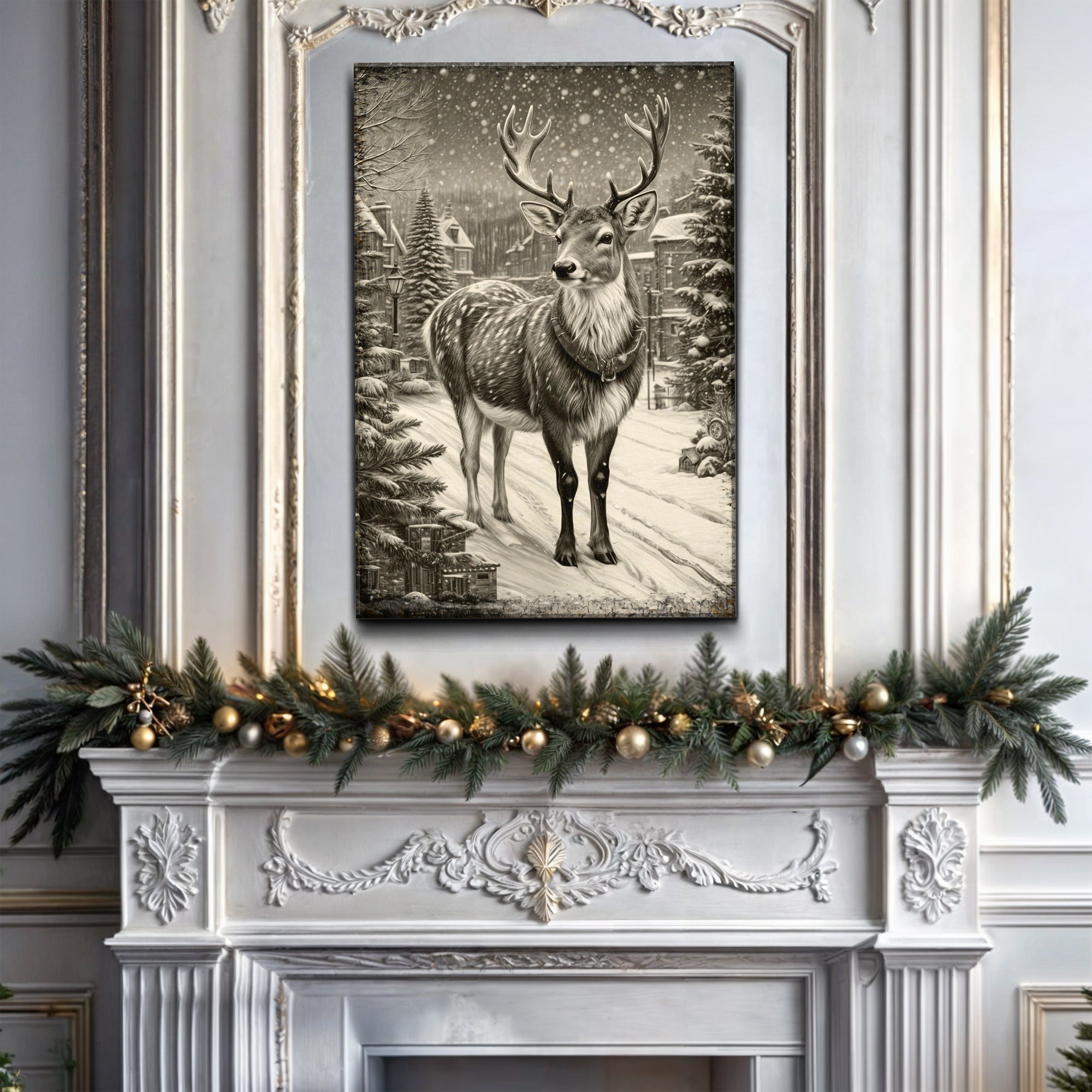 Vintage Winter Deer Christmas Wall Art II on sale at MyriadMart