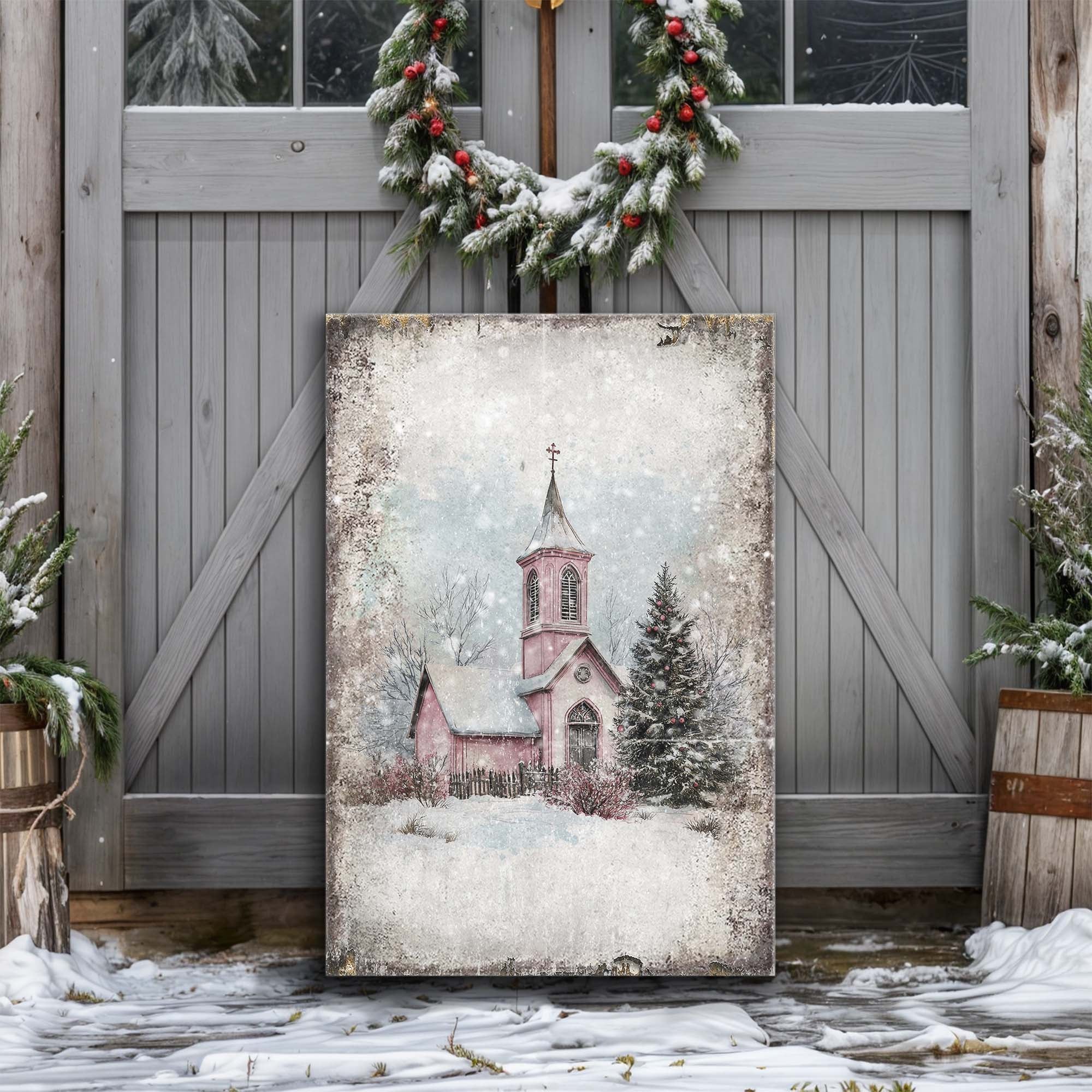 Vintage Church Christmas Wall Art on sale at MyriadMart
