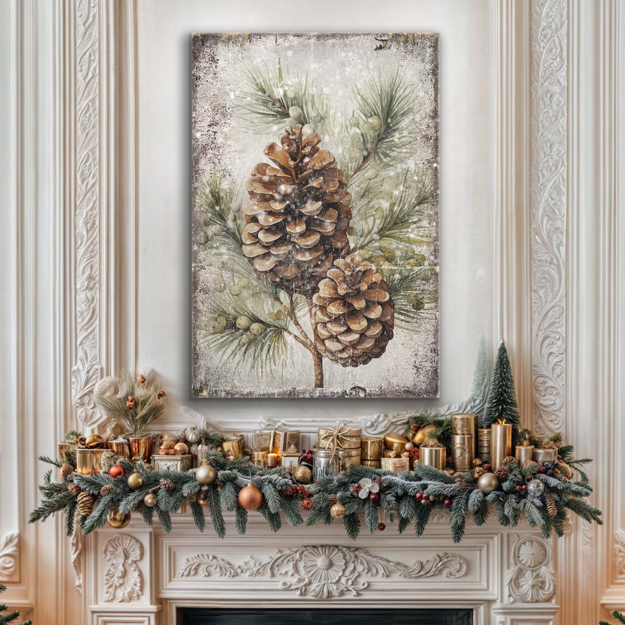 Vintage Winter Pine Cone Christmas Wall Art II on sale at MyriadMart