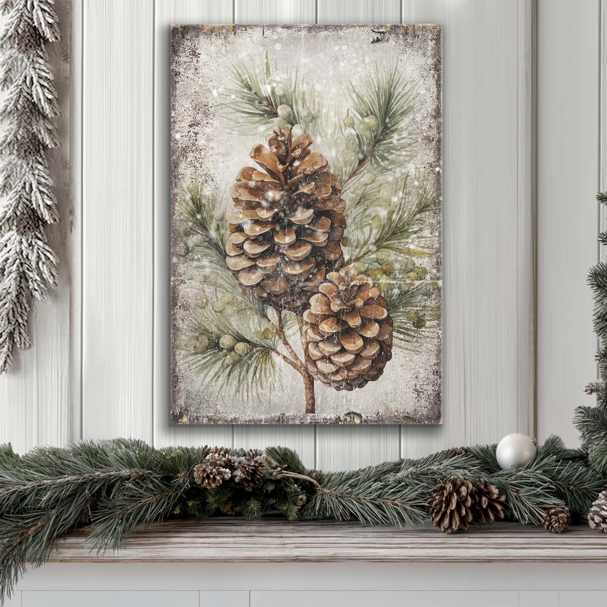 Vintage Winter Pine Cone Christmas Wall Art II on sale at MyriadMart