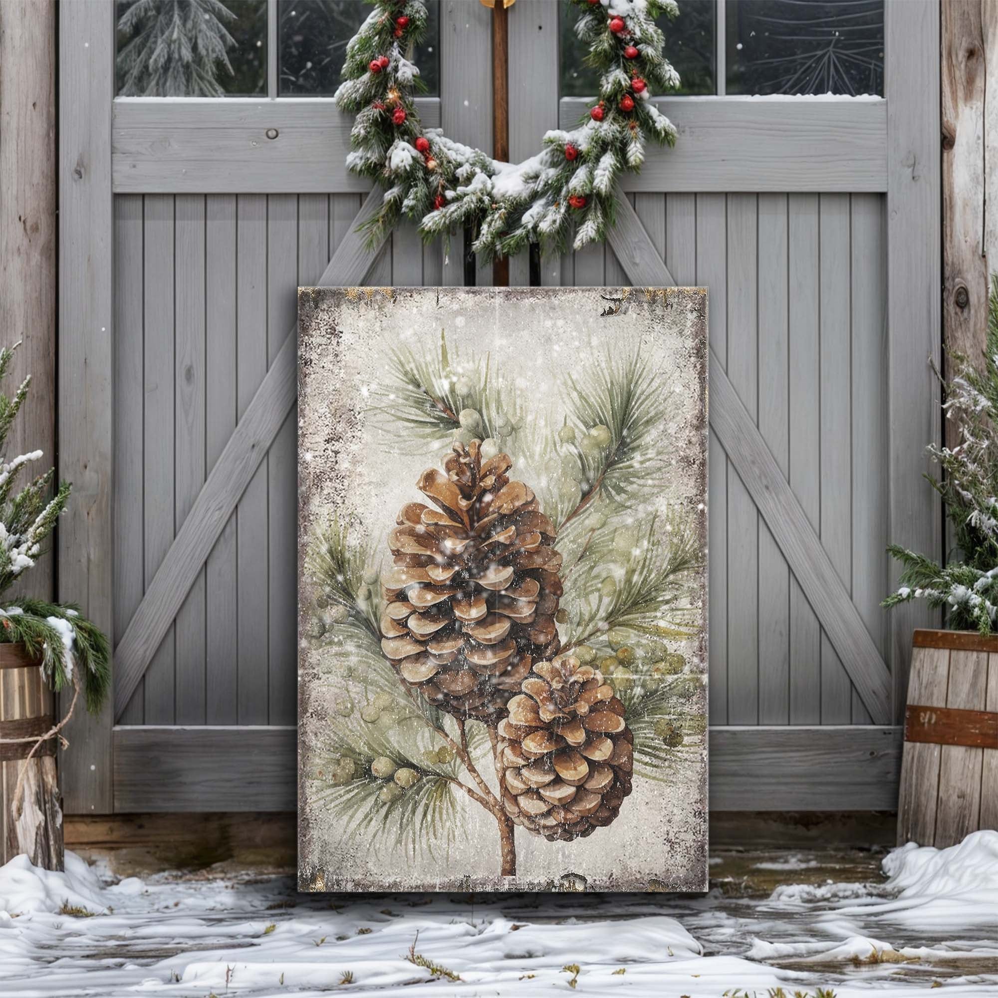 Vintage Winter Pine Cone Christmas Wall Art II on sale at MyriadMart