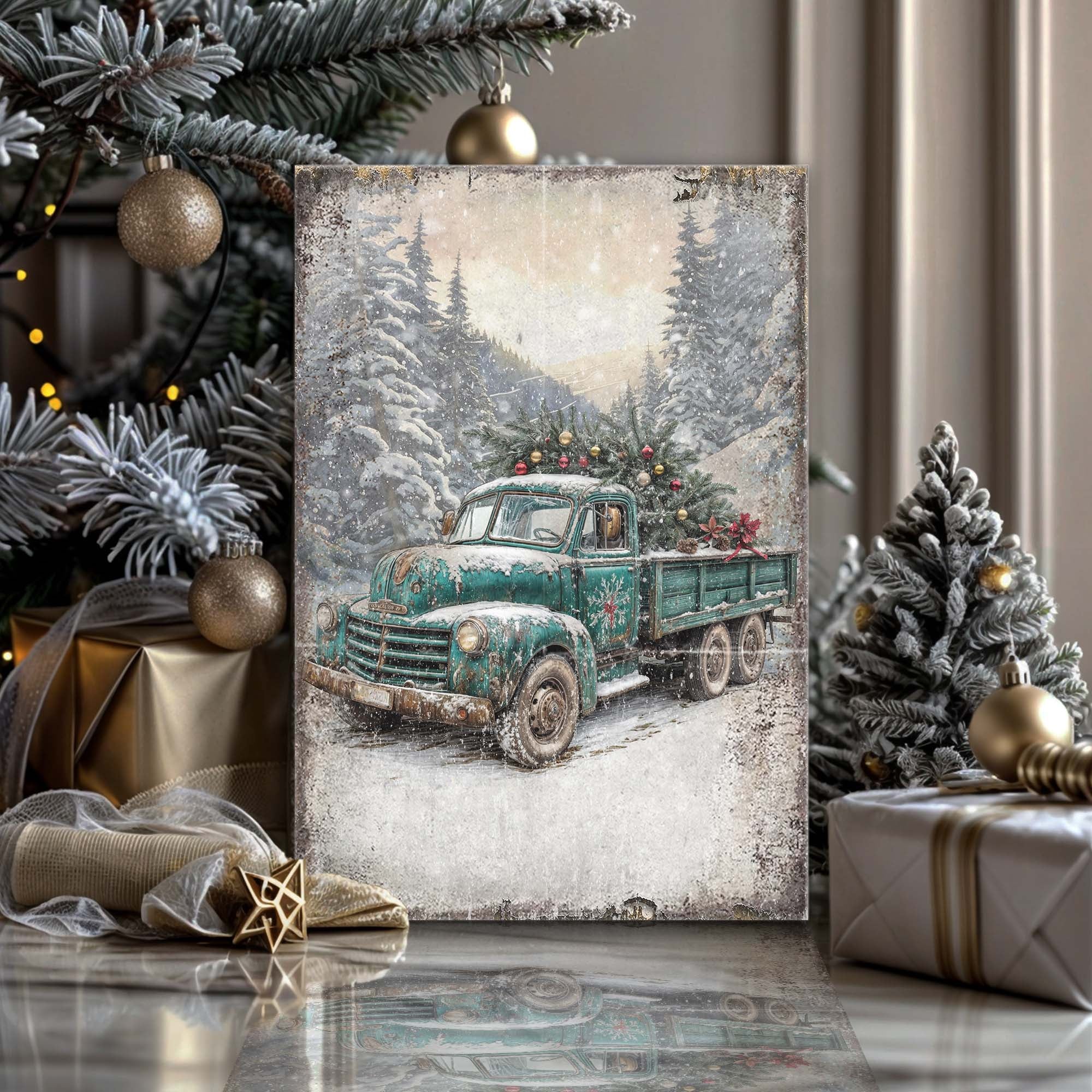 Vintage Truck With Christmas Tree Wall Art on sale at MyriadMart