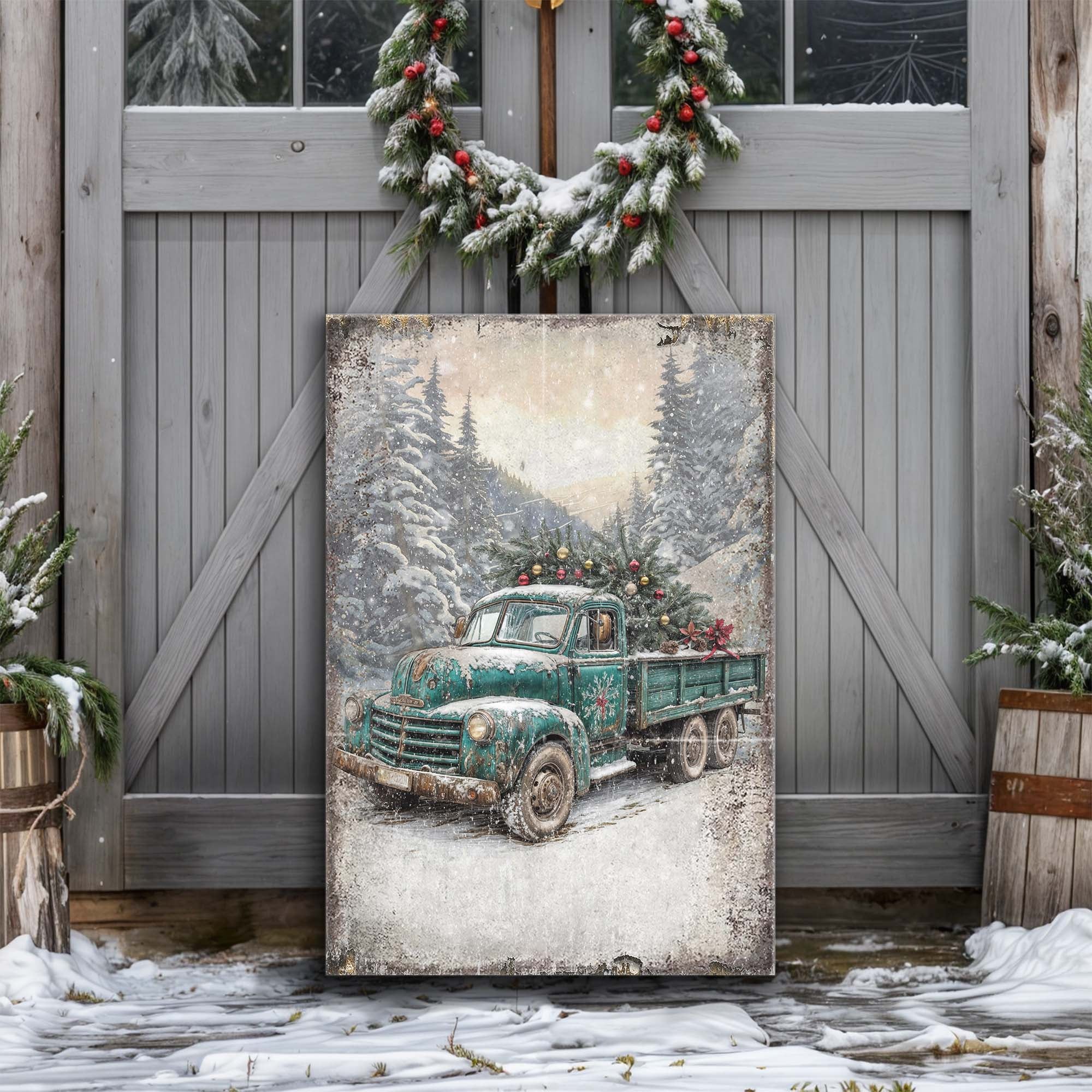 Vintage Truck With Christmas Tree Wall Art on sale at MyriadMart