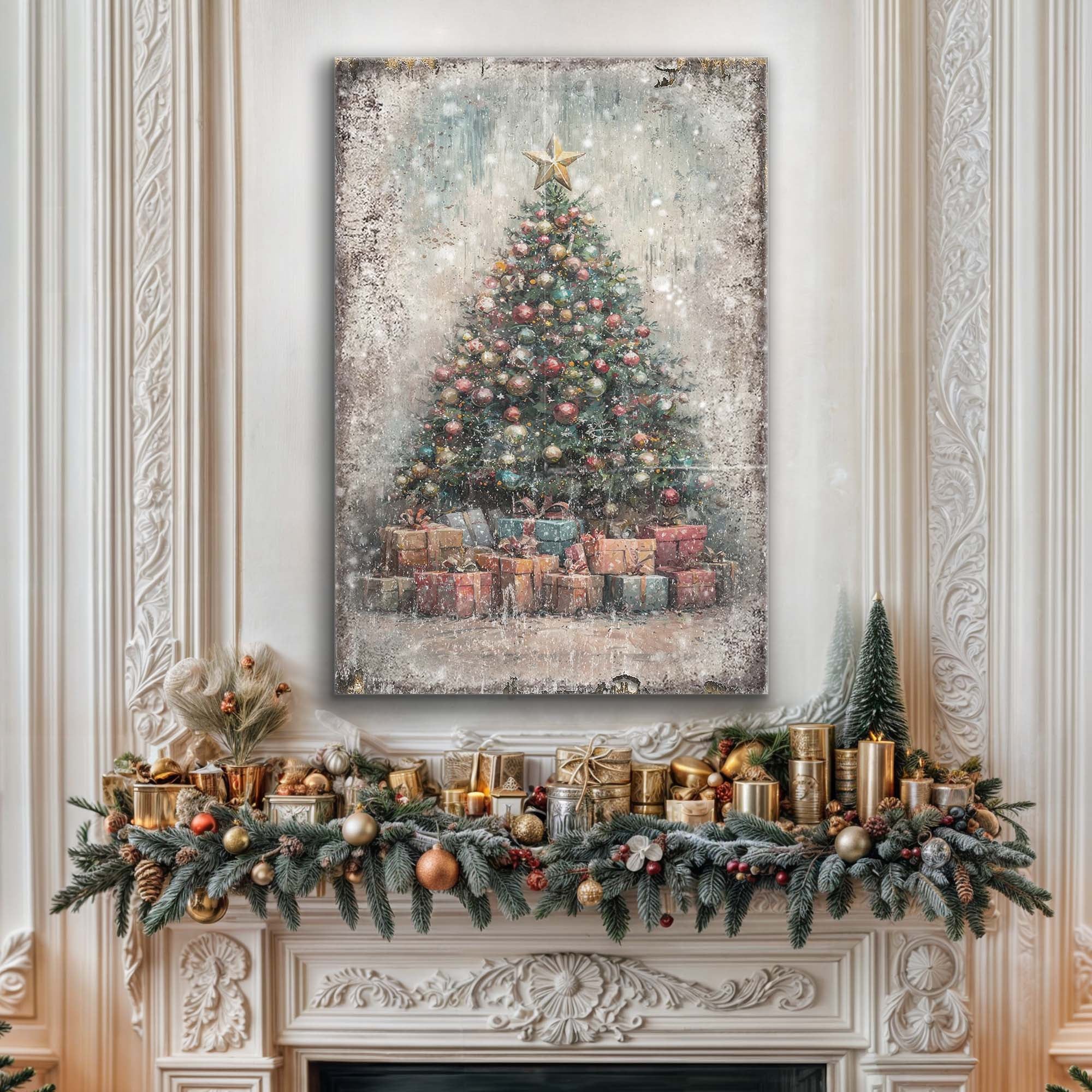 Vintage Christmas Tree With Gifts Wall Art on sale at MyriadMart