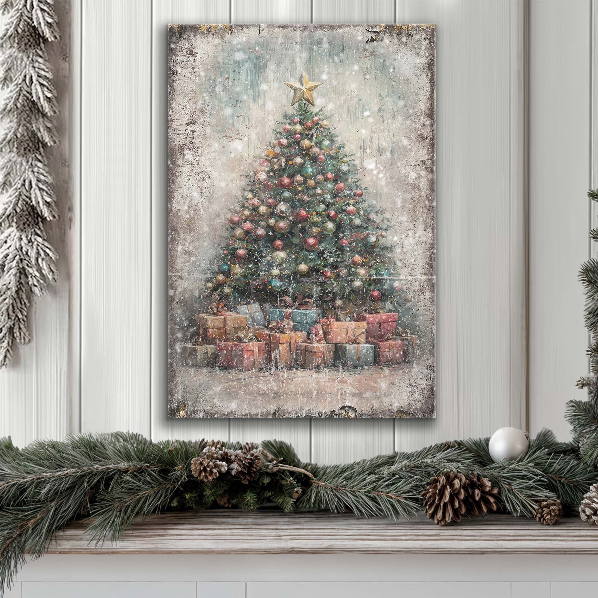 Vintage Christmas Tree With Gifts Wall Art on sale at MyriadMart