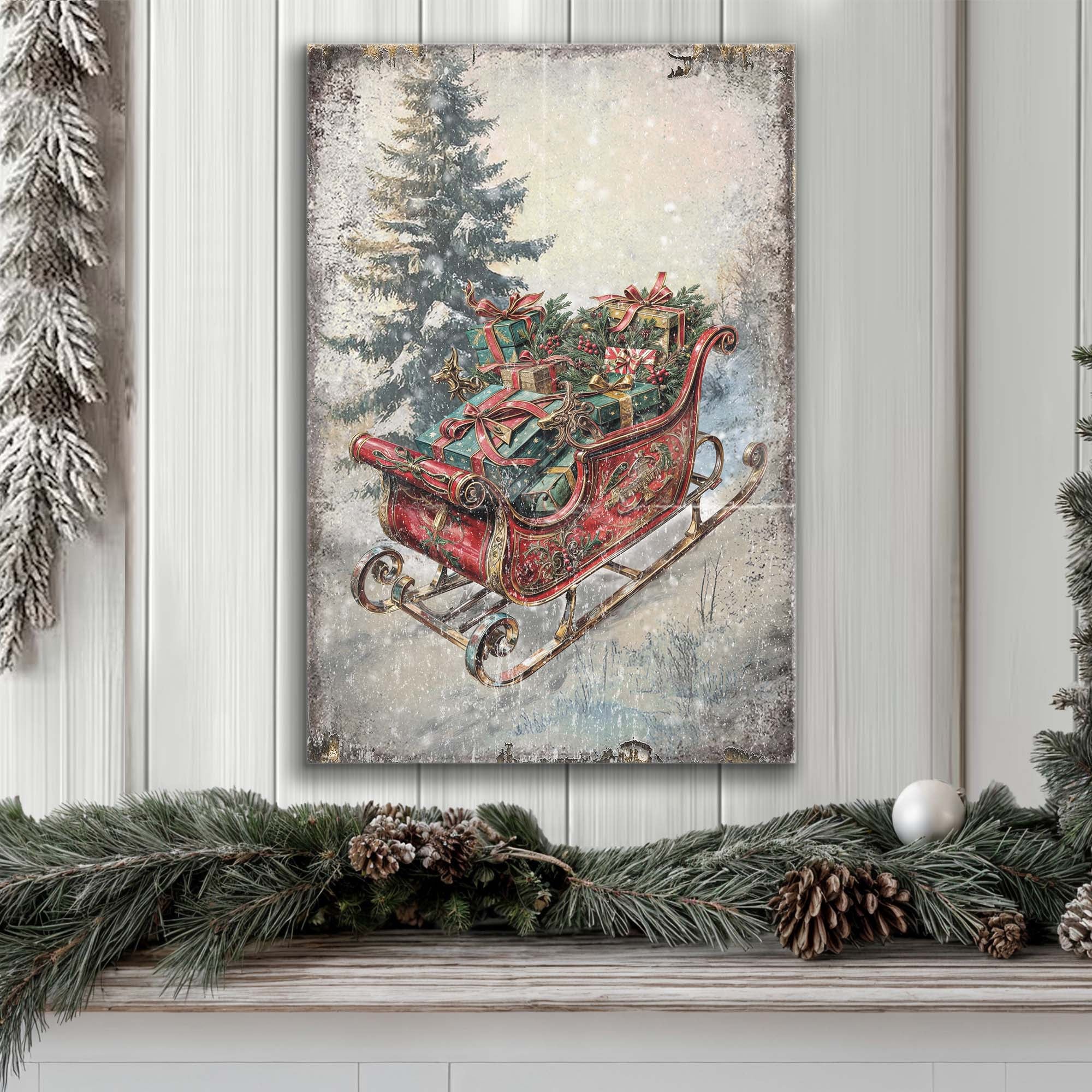 Vintage Christmas Sleigh Sled Wall Art II on sale at MyriadMart