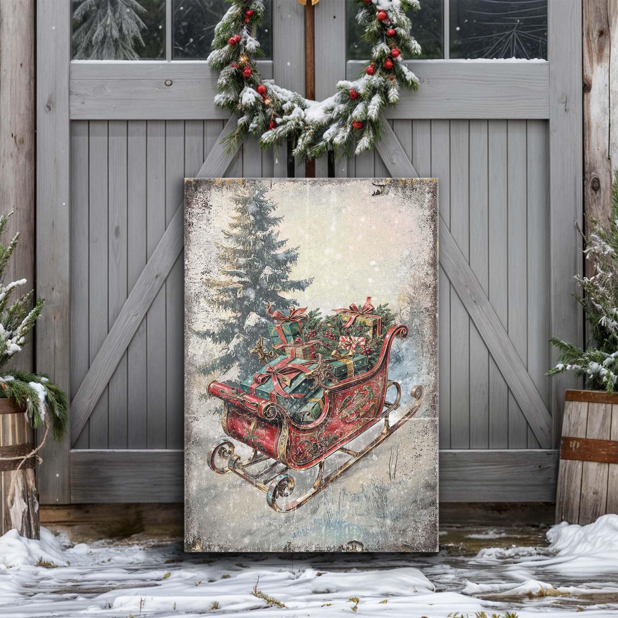 Vintage Christmas Sleigh Sled Wall Art II on sale at MyriadMart