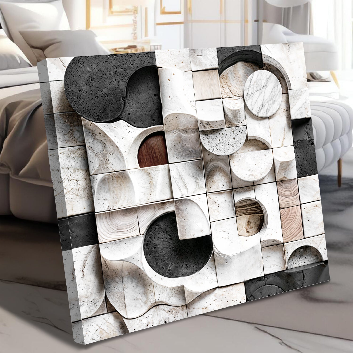 Abstract Black & White Wall Sculpture Wall Art on sale at MyriadMart