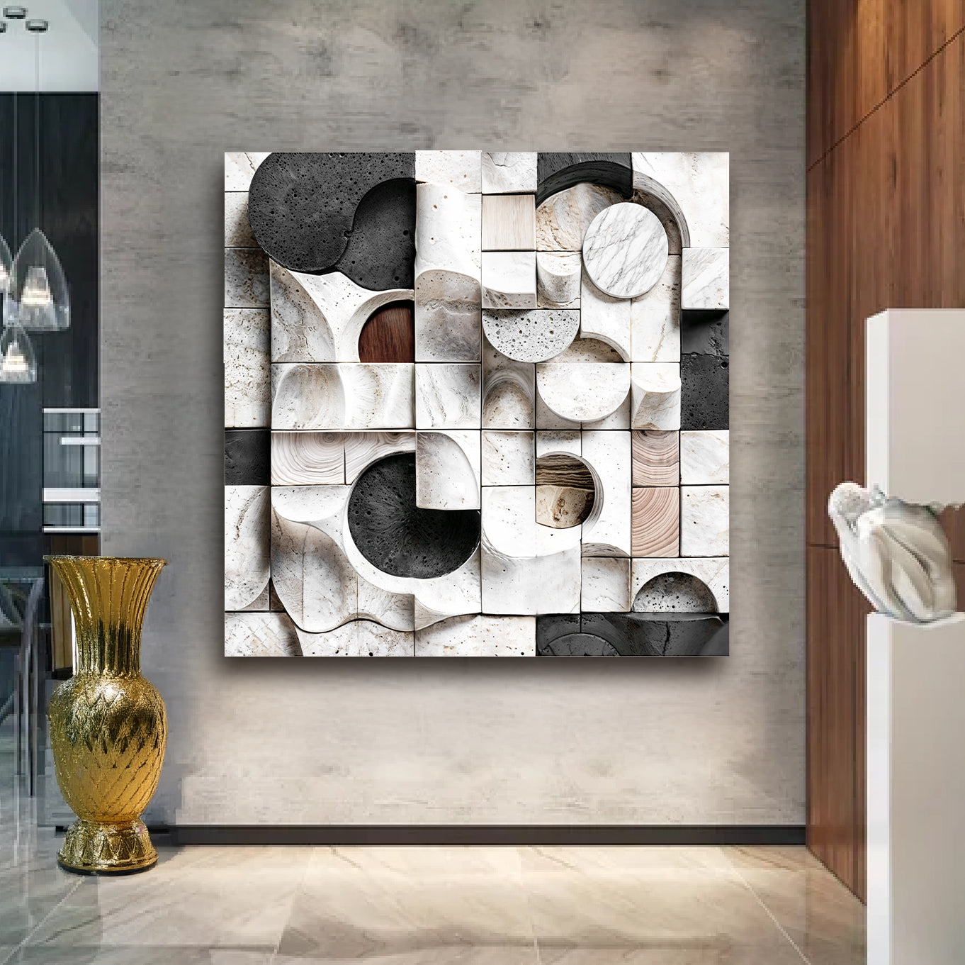 Abstract Black & White Wall Sculpture Wall Art on sale at MyriadMart