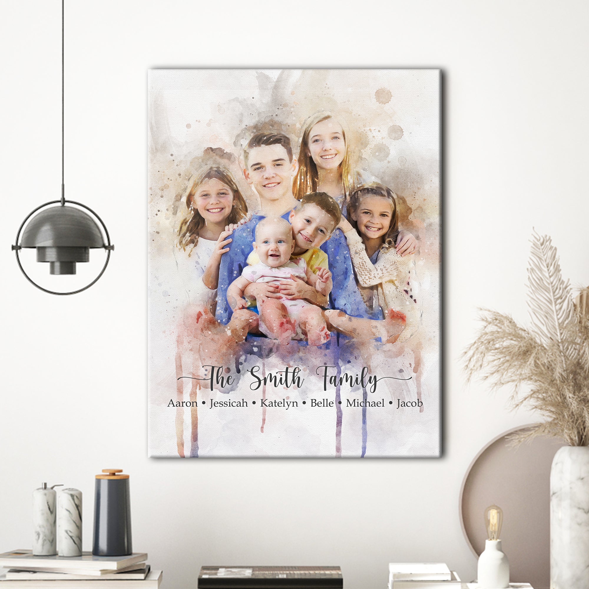Watercolor Family Portrait Sign on sale at MyriadMart