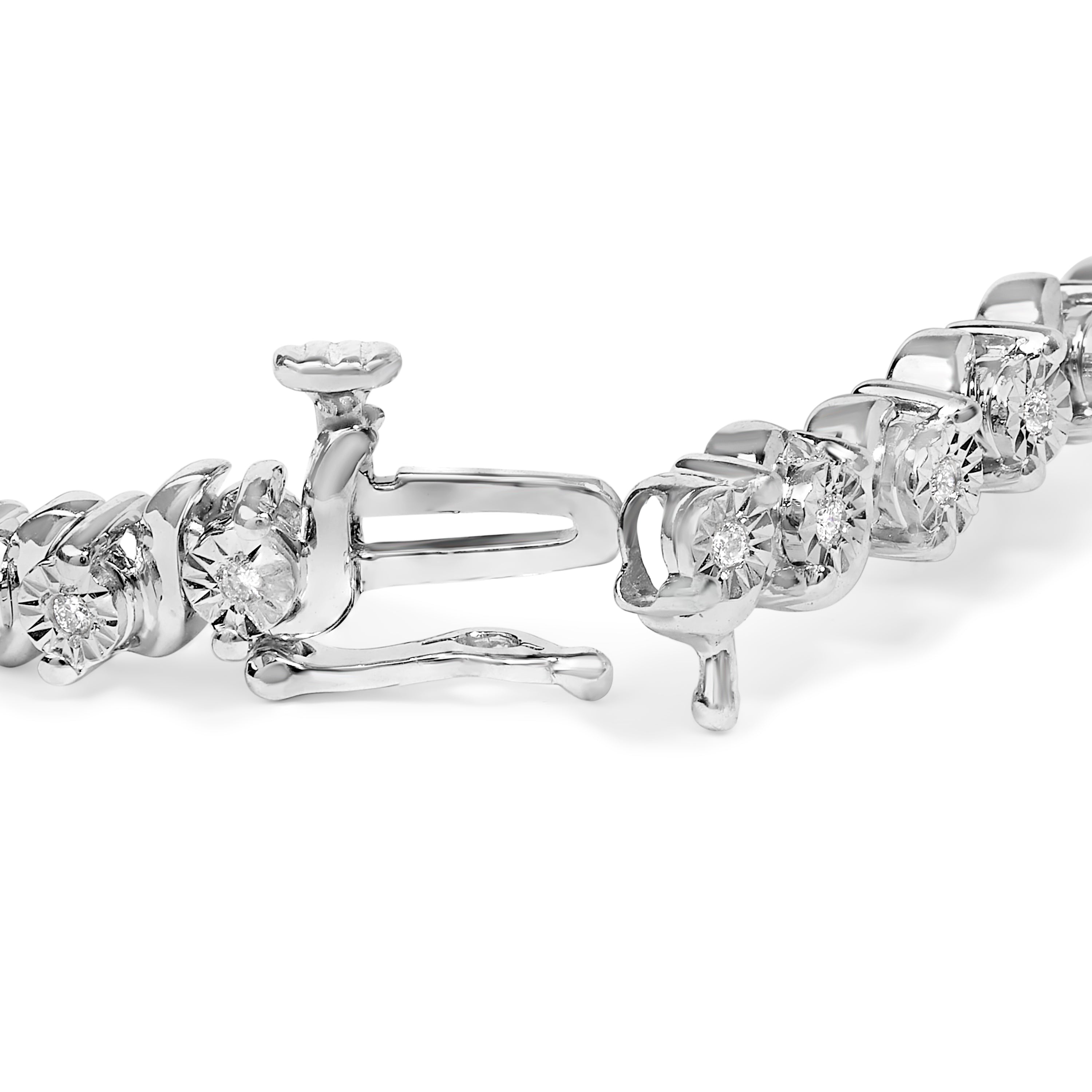 .925 Sterling Silver 1/4 Cttw Diamond Station and S Link Bracelet on sale at MyriadMart