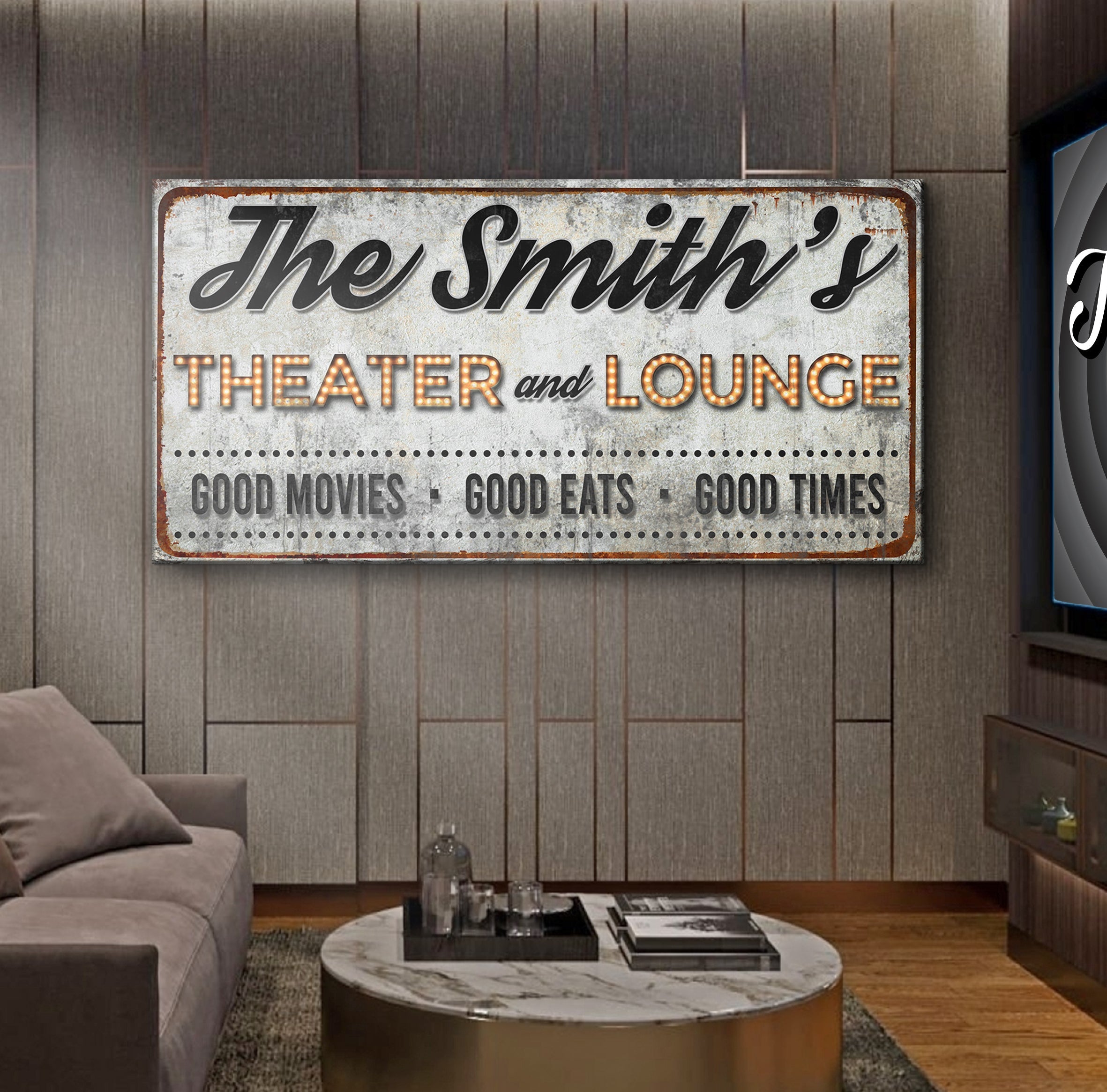 Family Theater and Lounge IV Sign on sale at MyriadMart