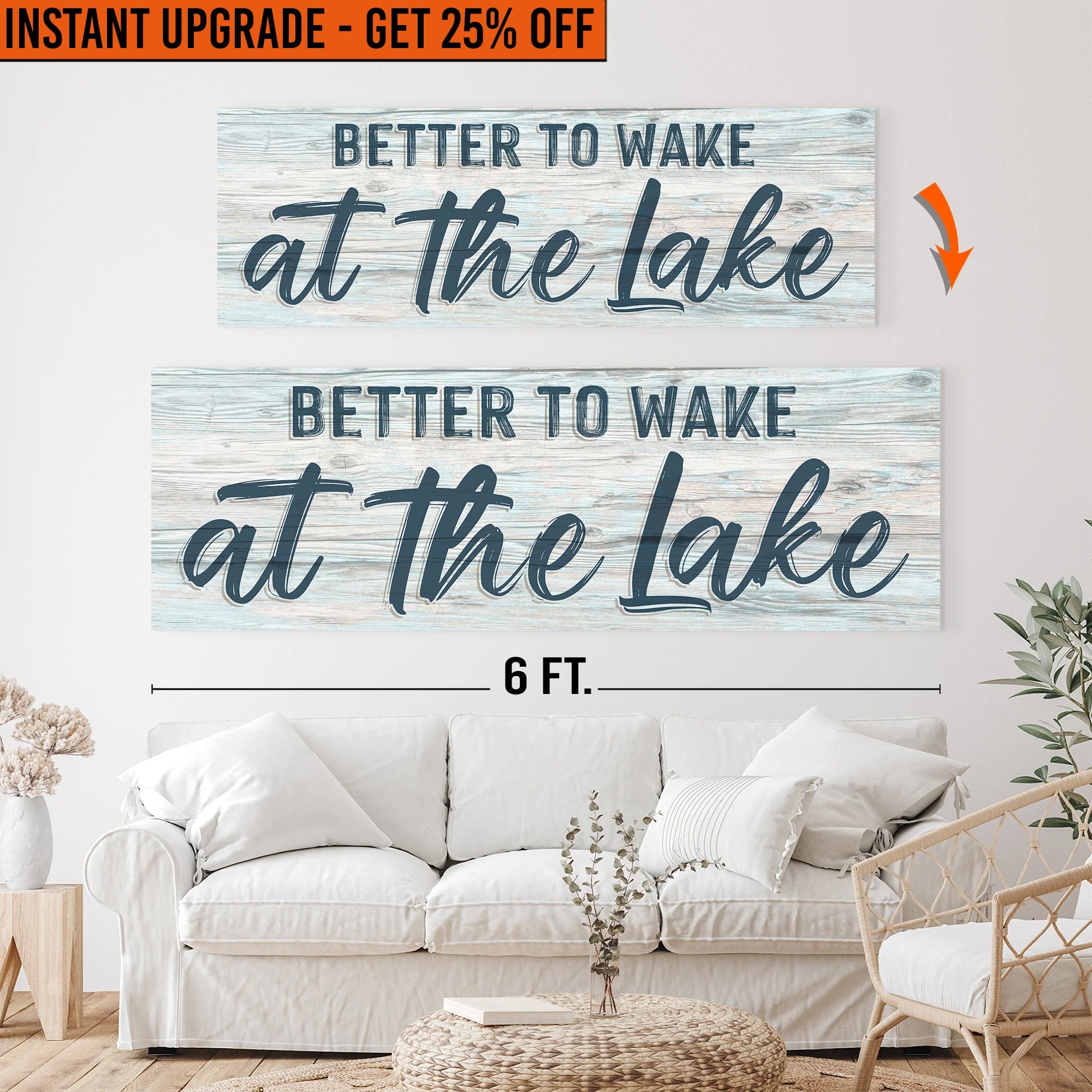 Upgrade Your 20x60 Inches 'Better To Wake At The Lake' Canvas To 24x72 Inches on sale at MyriadMart